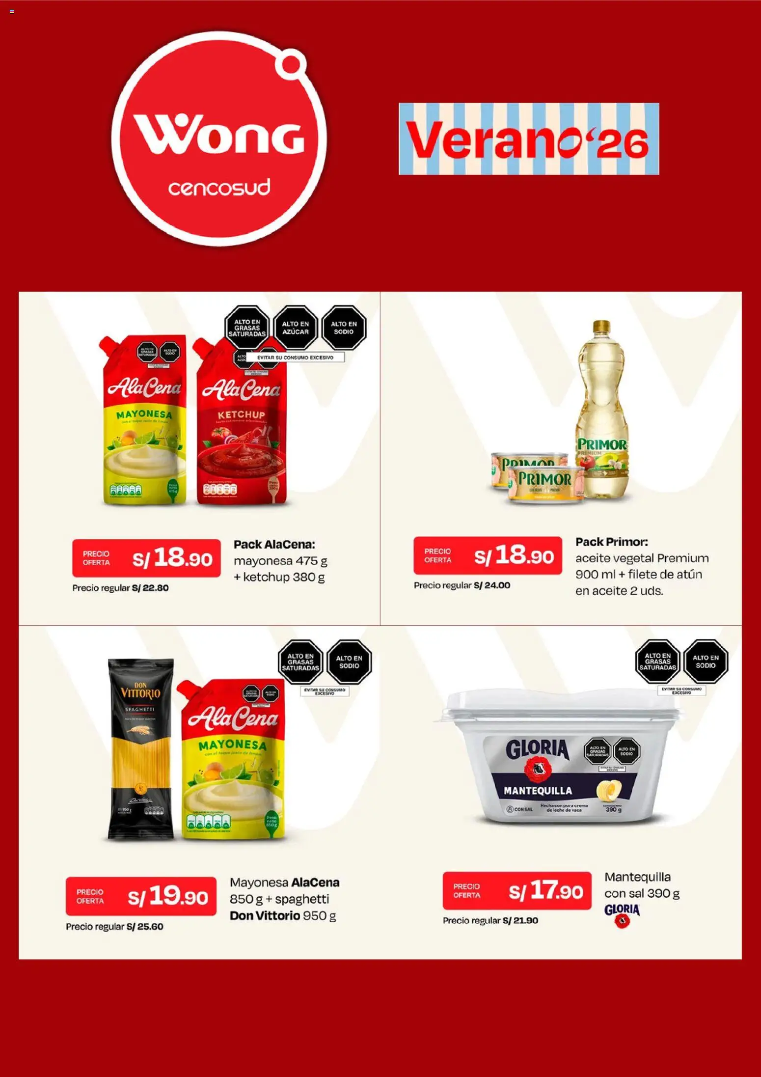 Catálogo Wong válido desde 10/08/2026 | Página: 2 | Productos: Filete de atún, Aceite, Crema, Azúcar