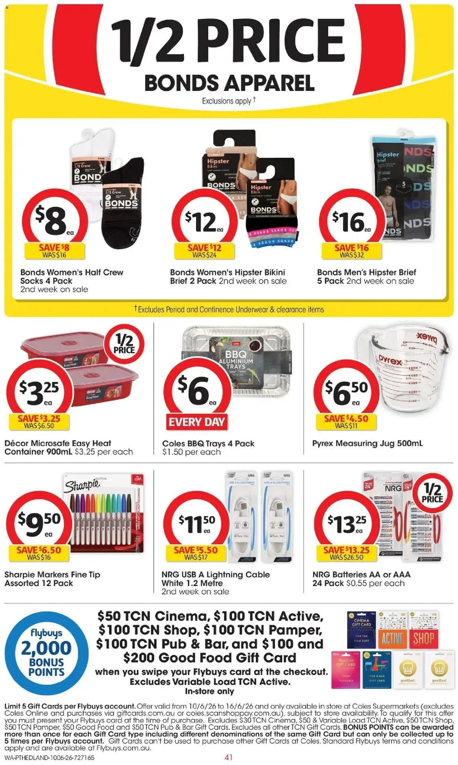 Coles catalogue - valid from 10.06.2026 | Page: 41 | Products: Bikini, Underwear, Batteries, Cable
