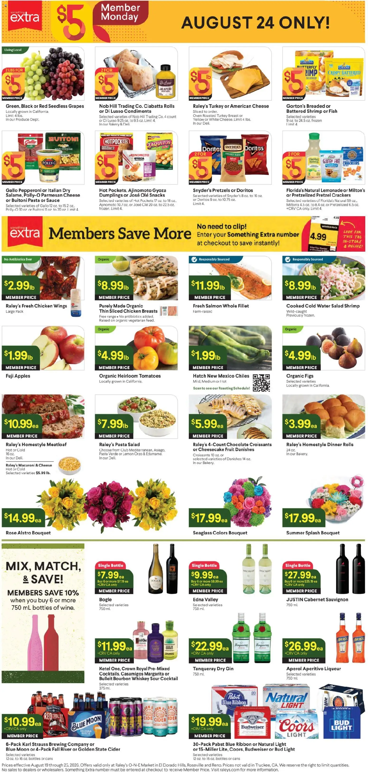 Raley's Ad - valid from 08/19/2026 | Page: 4 | Products: Clip, Chicken wings, Bourbon, Snacks