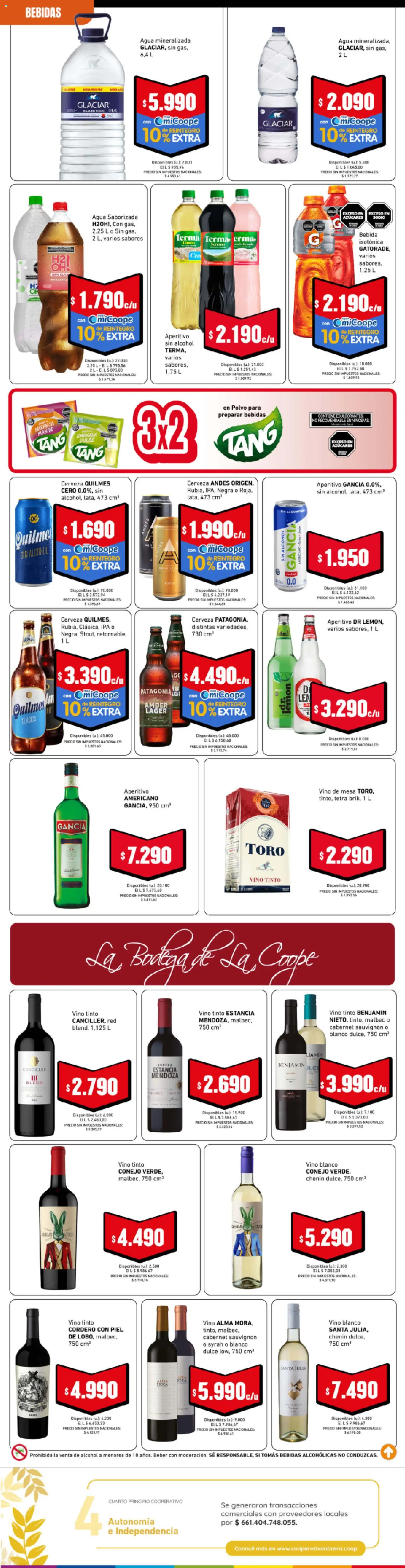 Cooperativa Obrera catálogo │ válido desde el 10/09/2026 | Página: 5 | Productos: Vino tinto, Bebidas, Polvo, Mango