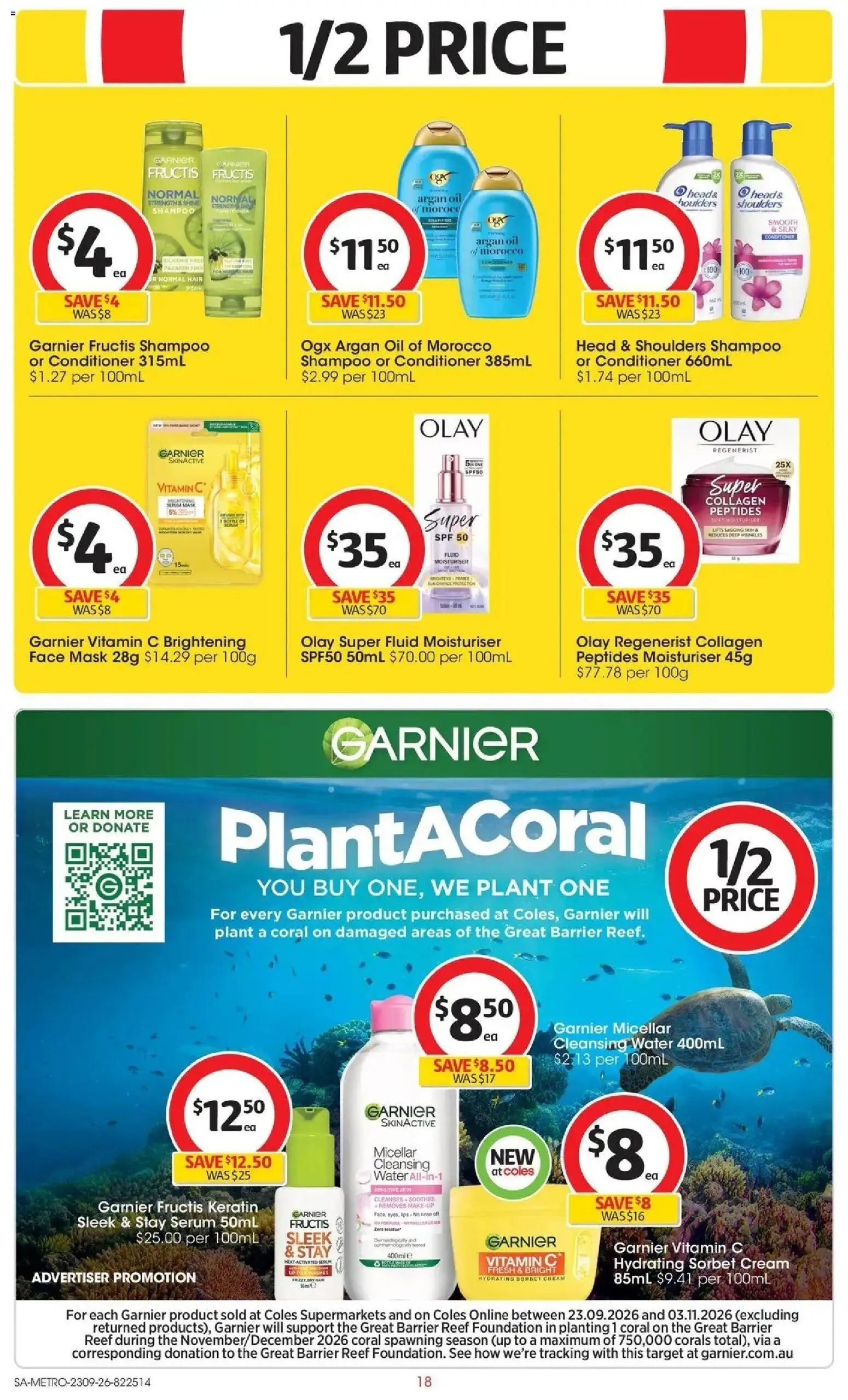 ﻿Coles catalogue valid from 23/09/2026 > Online Australia | Page: 18 | Products: Shampoo, Mask, Moisturiser, Foundation