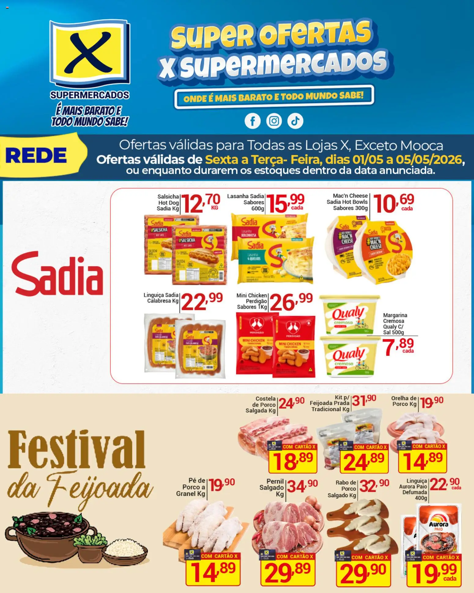 X Supermercados Folheto - válido de 01.05.2026 | Página: 6 | Produtos: Salsicha, Pernil, Lasanha, Margarina