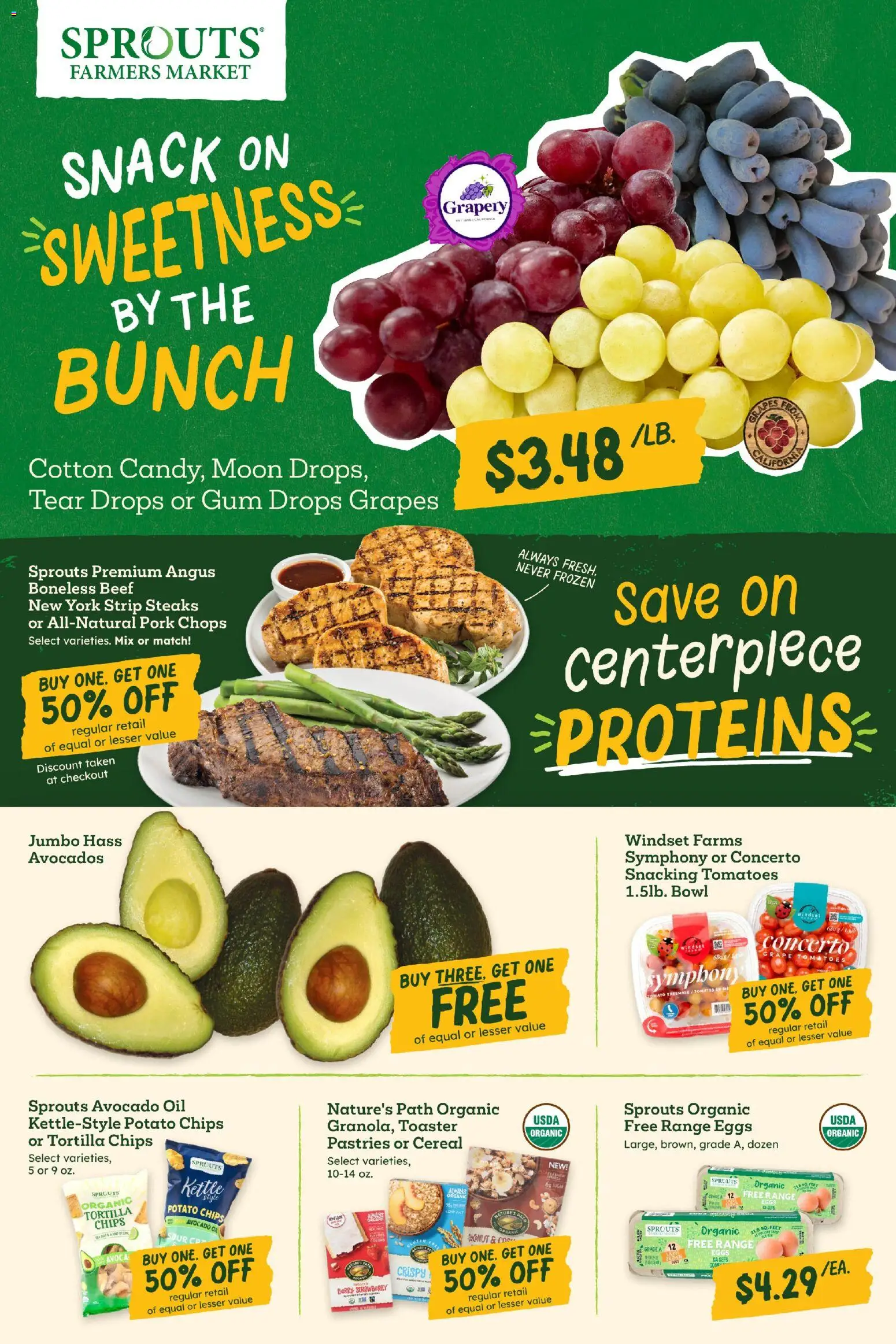 Sprouts Weekly Ad - valid from 09/09/2026 | Page: 2 | Products: Eggs, Tortilla chips, Grapes, Avocado oil