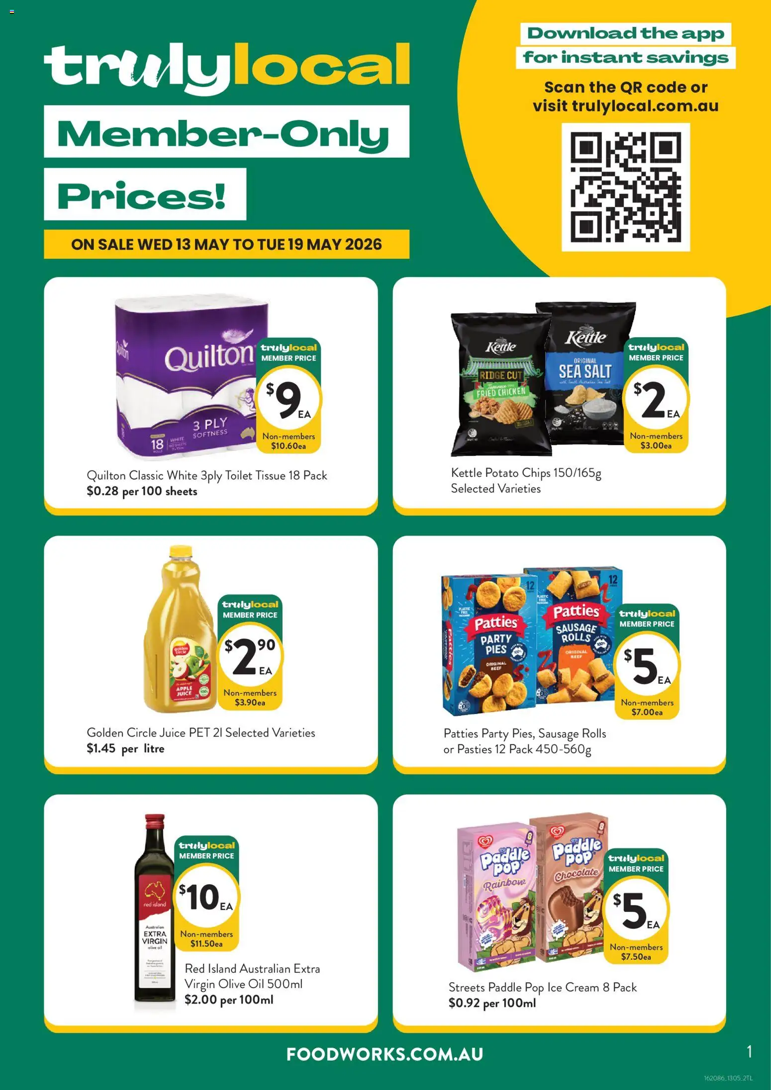 Foodworks catalogue - valid from 13.05.2026 | Page: 1 | Products: Chocolate, Beef, Salt, Kettle