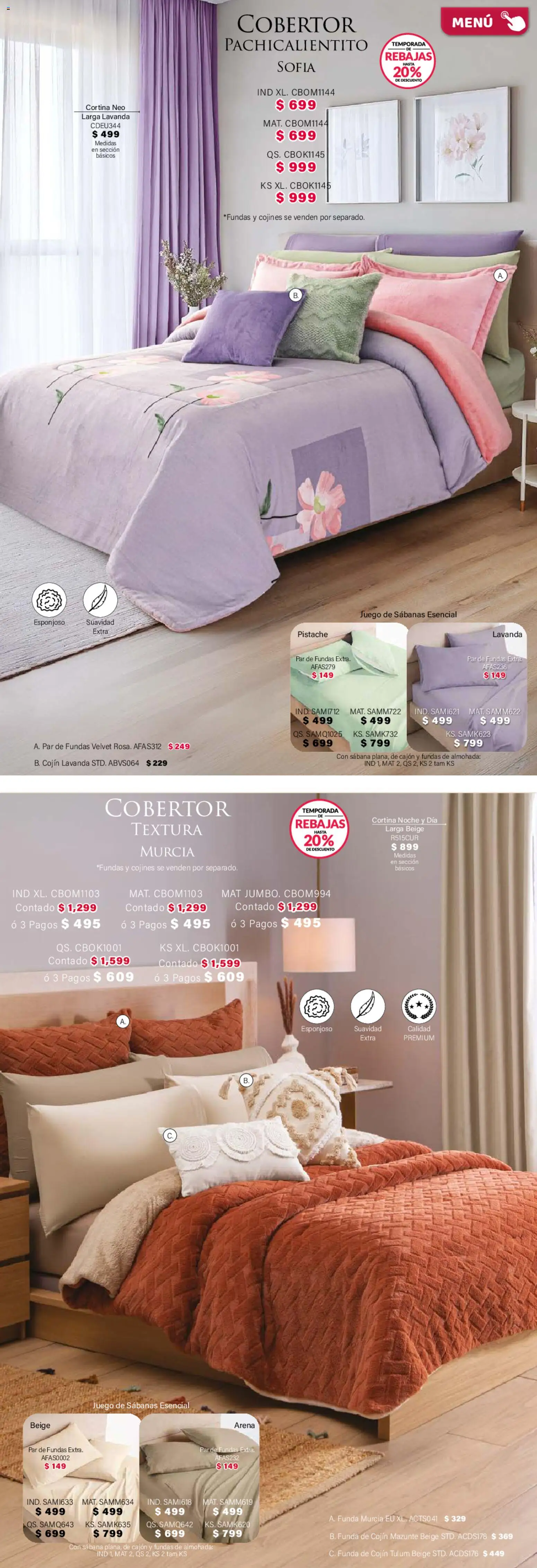 Nuevas ofertas de Colchas Concord válidas en toda la República Mexicana desde el 01/02/2026. ¡Encuentra las mejores ofertas en Colchas Concord catálogo! | Página: 176 | Productos: Juego, Funda, Almohada, Sabanas