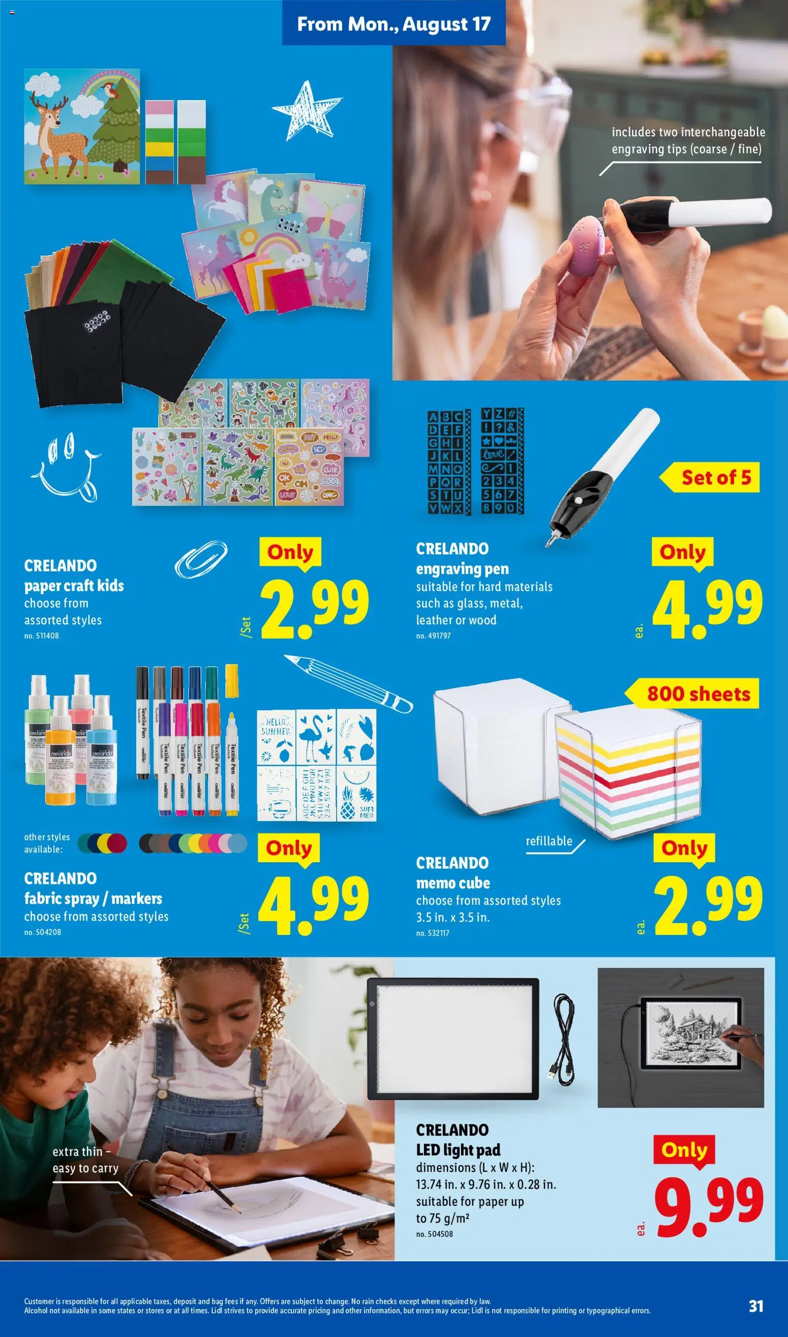 Lidl Weekly Ad - valid from 08/12/2026 | Page: 31 | Products: Light Pad, Pen, Alcohol, LED light