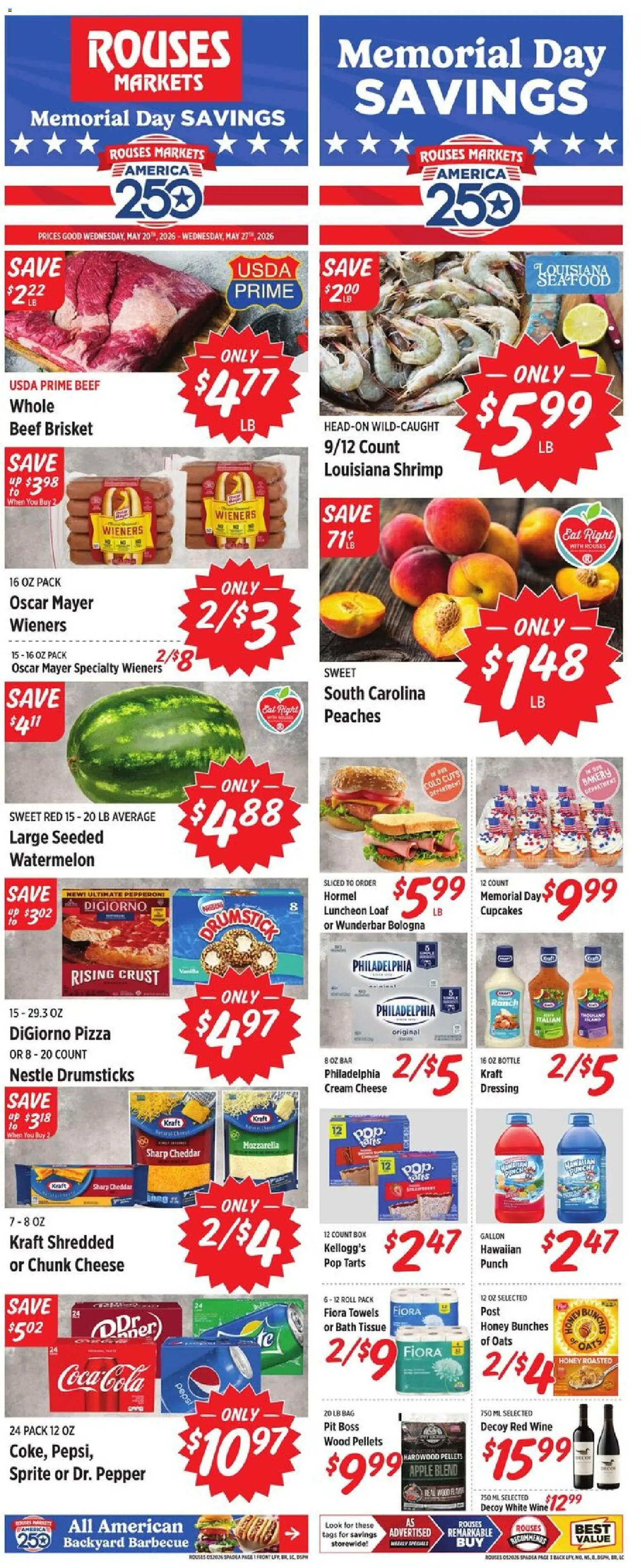 Rouses Weekly Ad - LA - valid from 20.05.2026 | Page: 2 | Products: Peaches, Bath, Pizza, Cream