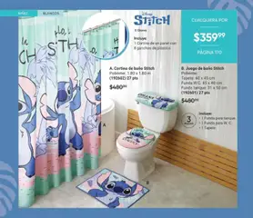 Vista previa de Juego de baño Stitch, Poliéster. Tapete: 60 x 45 cm Funda W.C. 45 x 40 cm Funda tanque: 31 x 50 cm (192601) Incluye: 1 Funda para tanque, 1 Funda para W. C., 1 Tapete., nuevo folleto de la tienda, válido en México a partir del 08.05.2026 | Página: 170