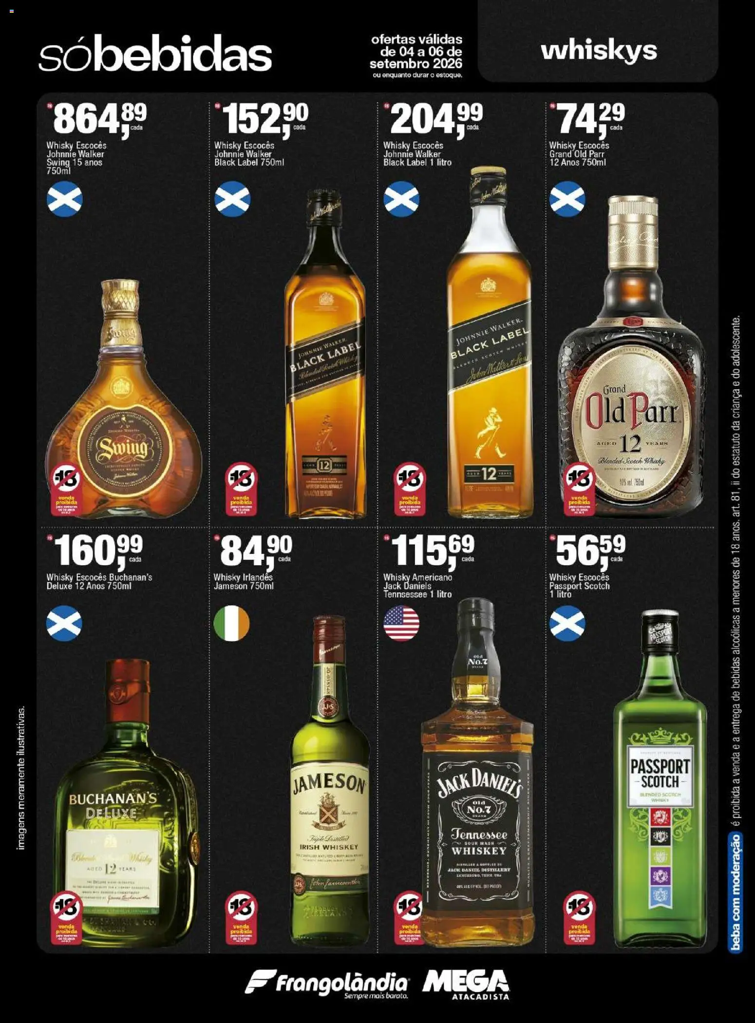 Frangolândia Folheto - válido de 04/09/2026 | Página: 7 | Produtos: Whisky, Bebidas, Whisky irlandês