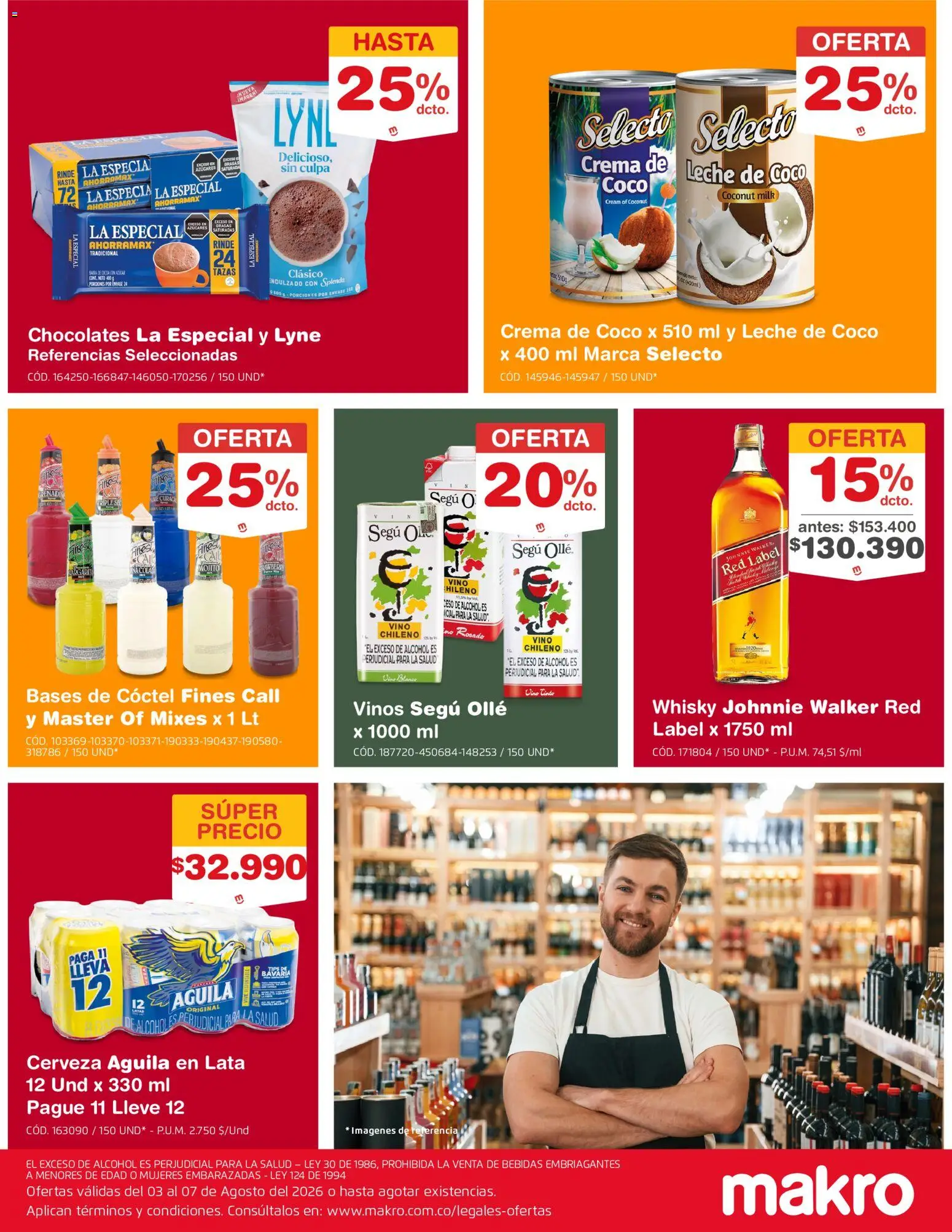 Makro revista - valida desde el 03/08/2026 | Página: 6 | Productos: Whisky, Chocolates, Coco, Vino