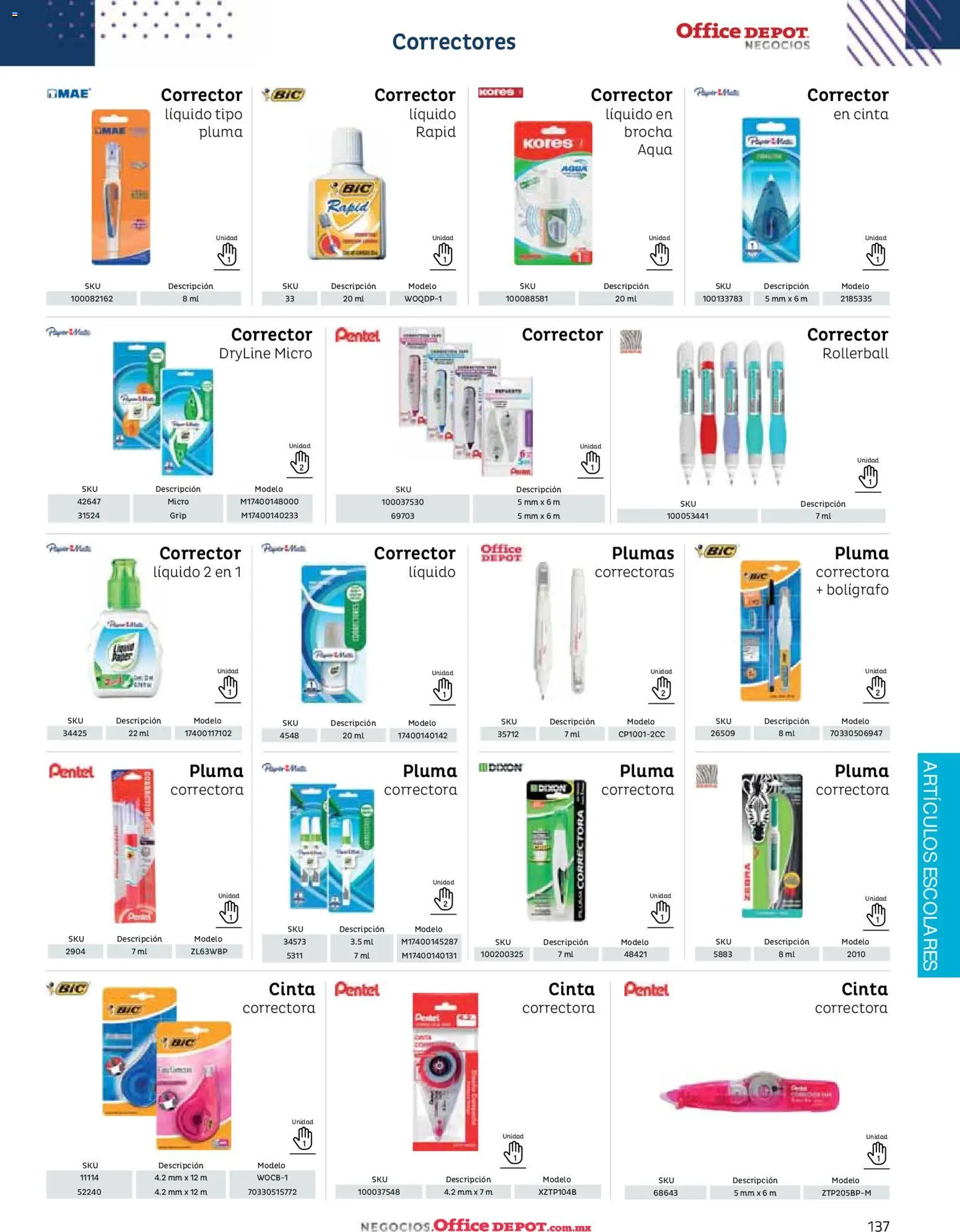 Nuevas ofertas de Office Depot válidas en toda la República Mexicana desde el 12/01/2026. ¡Encuentra las mejores ofertas en Office Depot catálogo 2026! | Página: 139 | Productos: Cinta, Corrector