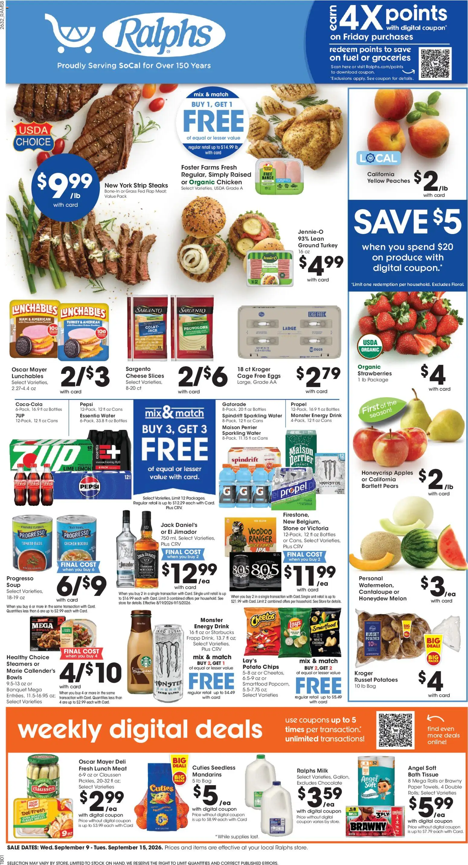 Ralphs Weekly Ad - valid from 09/09/2026 | Page: 1 | Products: Potato chips, Chicken, Potatoes, Energy drink