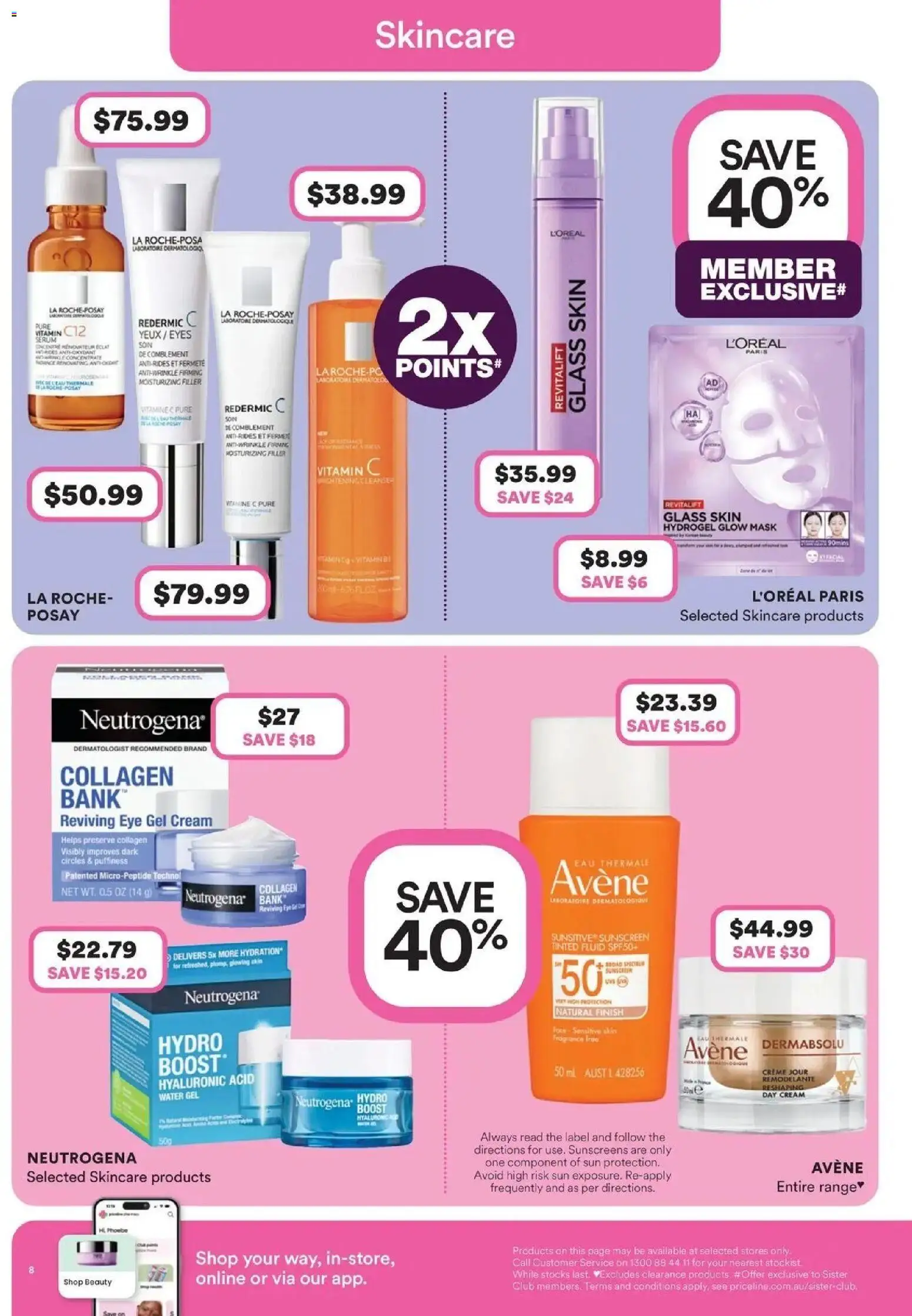 Priceline Pharmacy catalogue - valid from 30/07/2026 | Page: 8 | Products: Sunscreen, Cream, Water, Vitamin