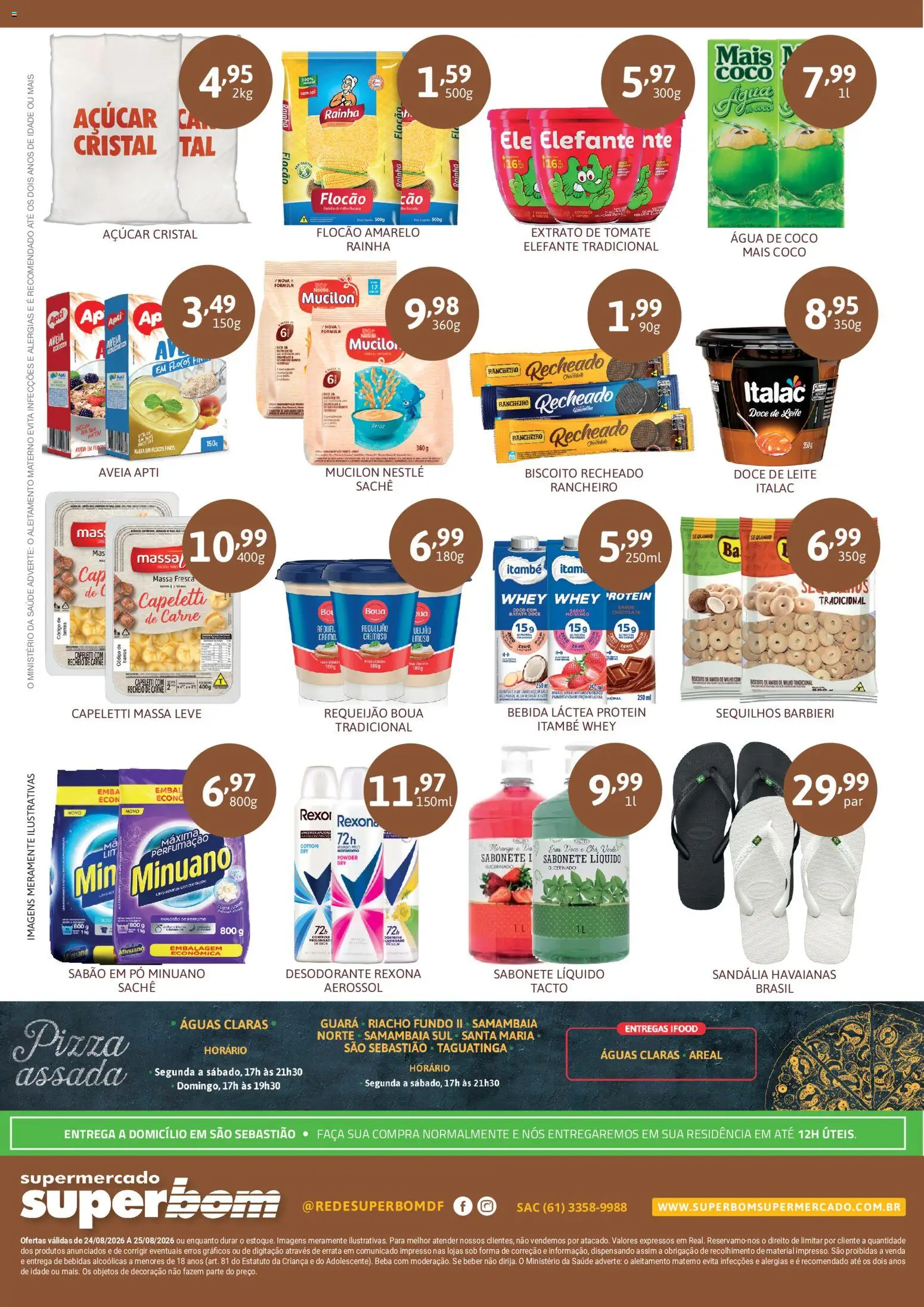Superbom Folheto - válido de 24/08/2026 | Página: 2 | Produtos: Pizza, Chá, Sabonete, Whey protein