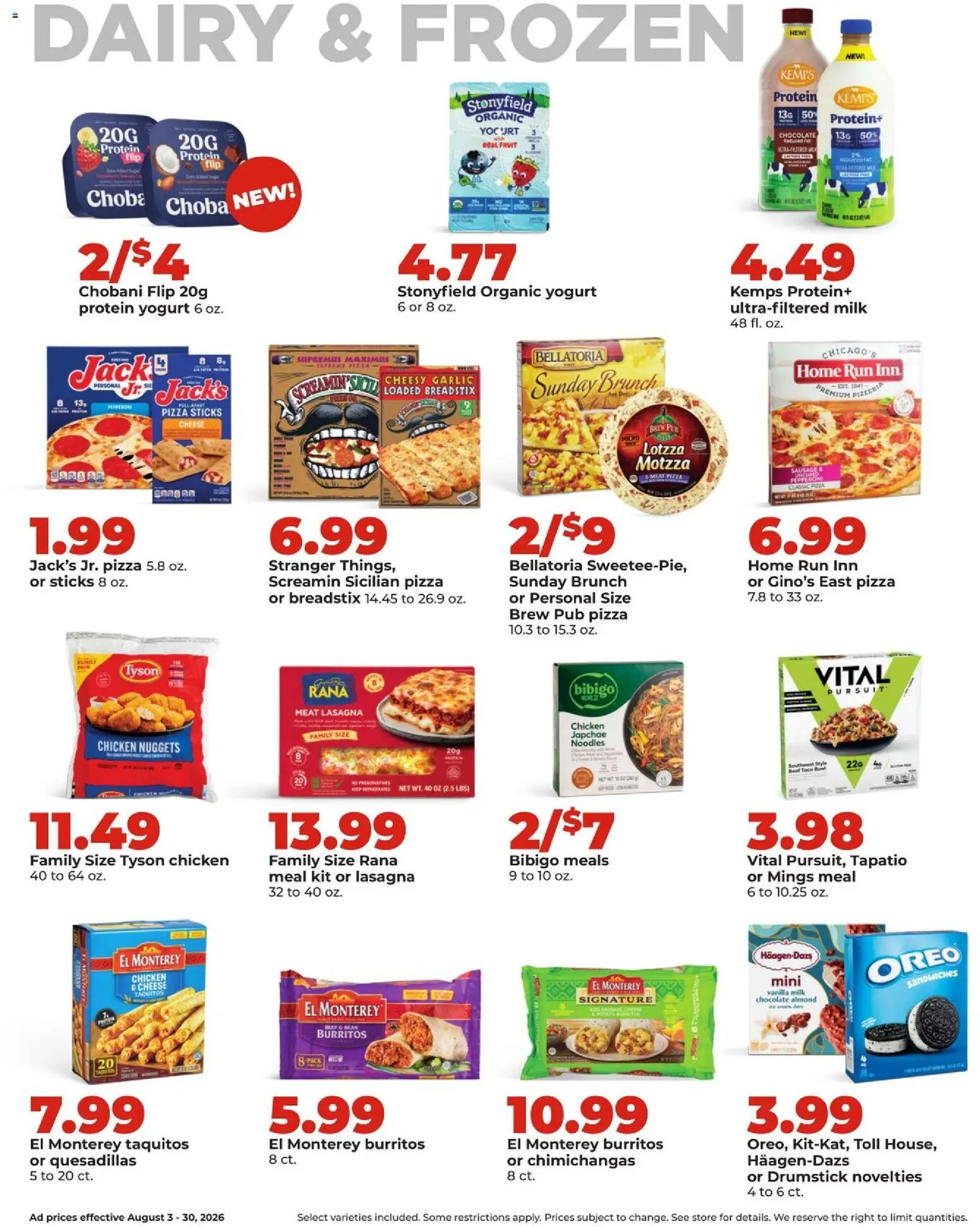 HyVee Monthly Ad - valid from 08/03/2026 | Page: 25 | Products: Yogurt, Chocolate, Pizza, Garlic
