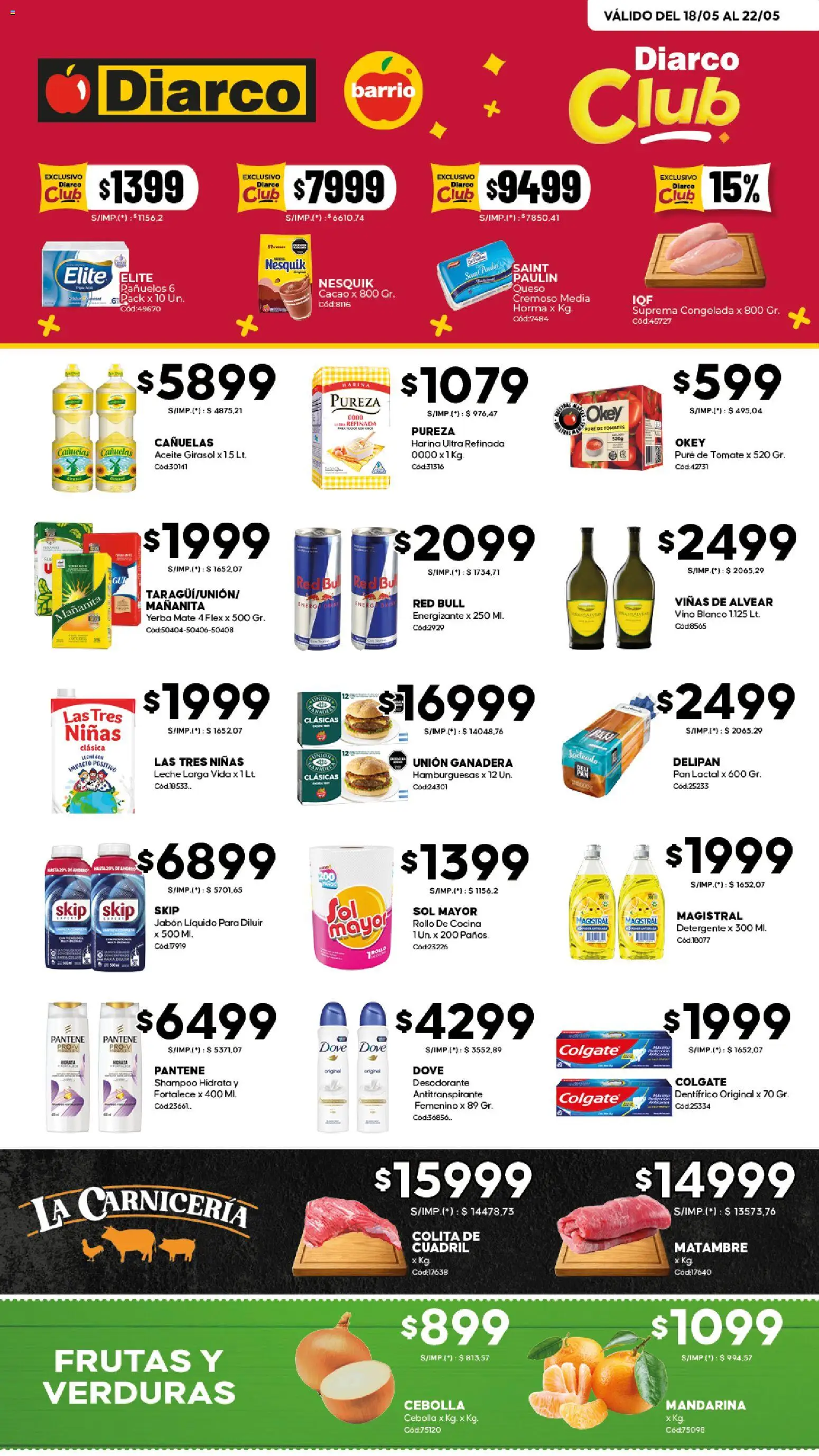 Diarco - Ofertas Diarco Barrio │ válido desde el 18.05.2026 | Página: 1 | Productos: Cebolla, Yerba, Aceite, Desodorante