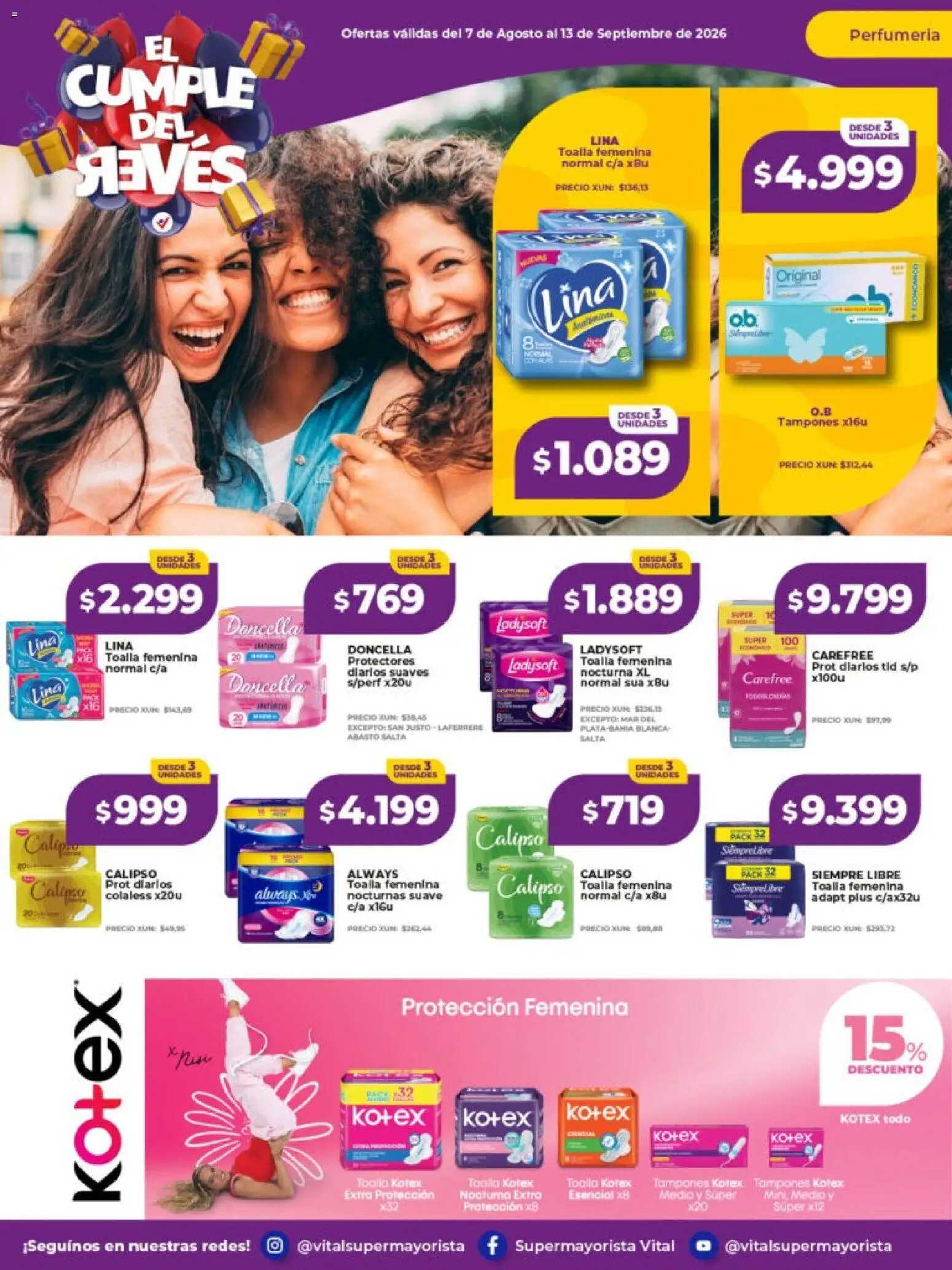 Vital - Ofertas │ válido desde el 07/09/2026 | Página: 6 | Productos: Tampones, Toalla, Diarios