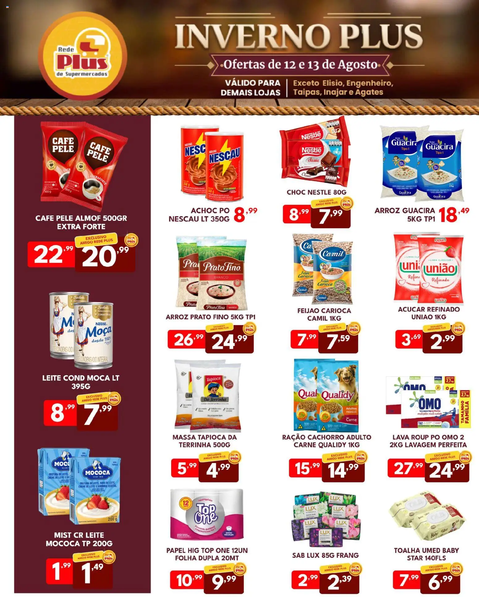 Rede Plus Supermercados Folheto - válido de 12/08/2026 | Página: 2 | Produtos: Feijão, Leite, Arroz, Creme de leite