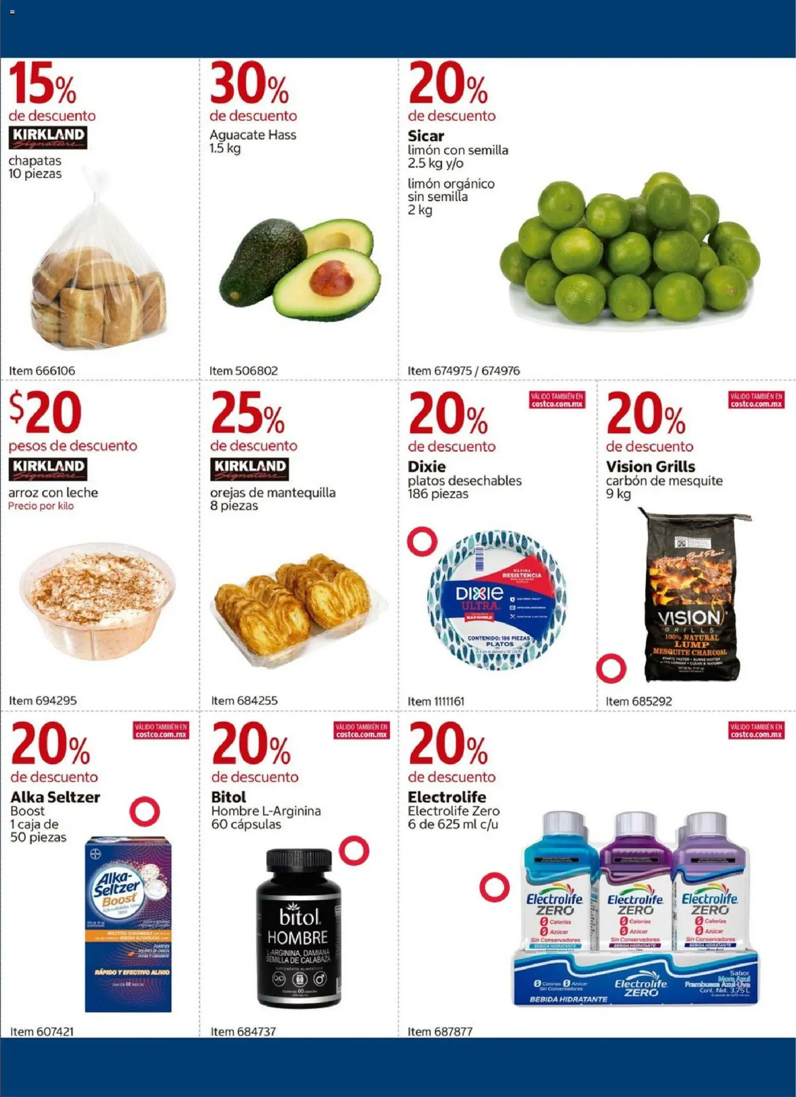Nuevas ofertas de Costco válidas en toda la República Mexicana desde el 08.06.2026. ¡Encuentra las mejores ofertas en Costco catálogo! | Página: 6 | Productos: Limón, Mantequilla, Arroz, Caja