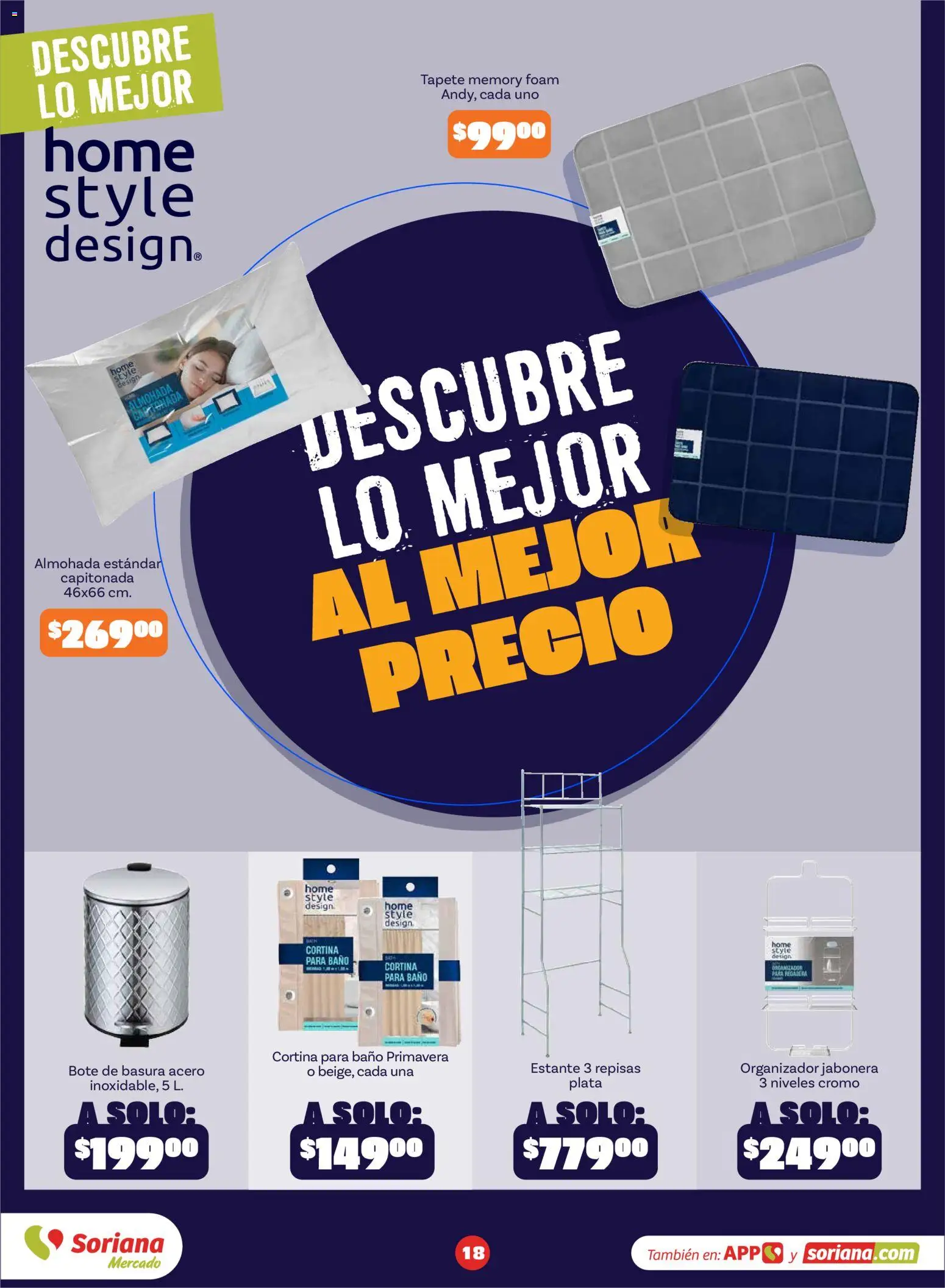 Nuevas ofertas de Soriana válidas en toda la República Mexicana desde el 18/09/2026. ¡Encuentra las mejores ofertas en Soriana Súper - Descubre lo mejor al mejor precio! | Página: 18 | Productos: Estante, Jabonera, Tapete, Bote de basura