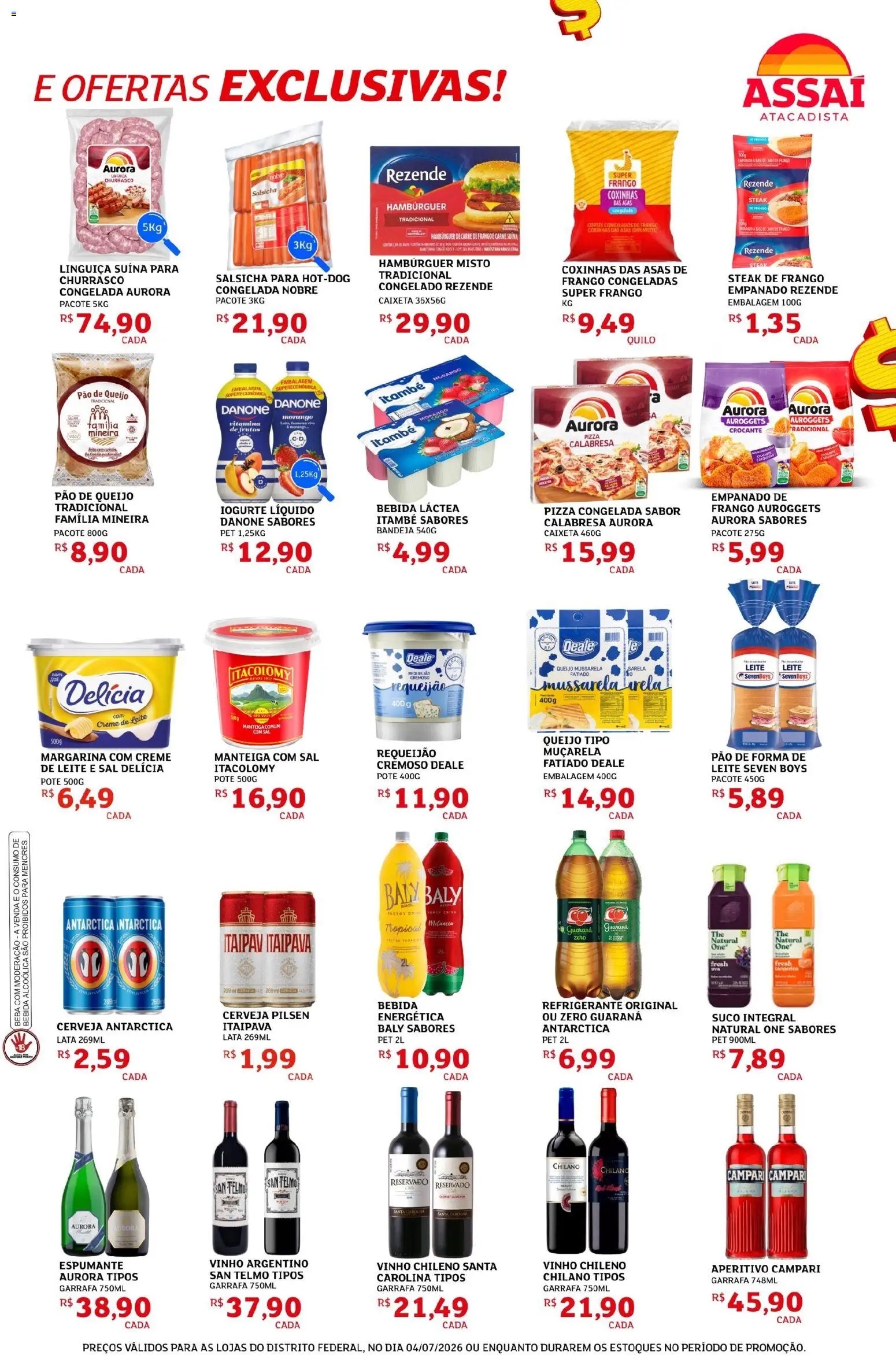 Assaí Atacadista Folheto - válido de 04/07/2026 | Página: 3 | Produtos: Manteiga, Suco, Vinho, Refrigerante