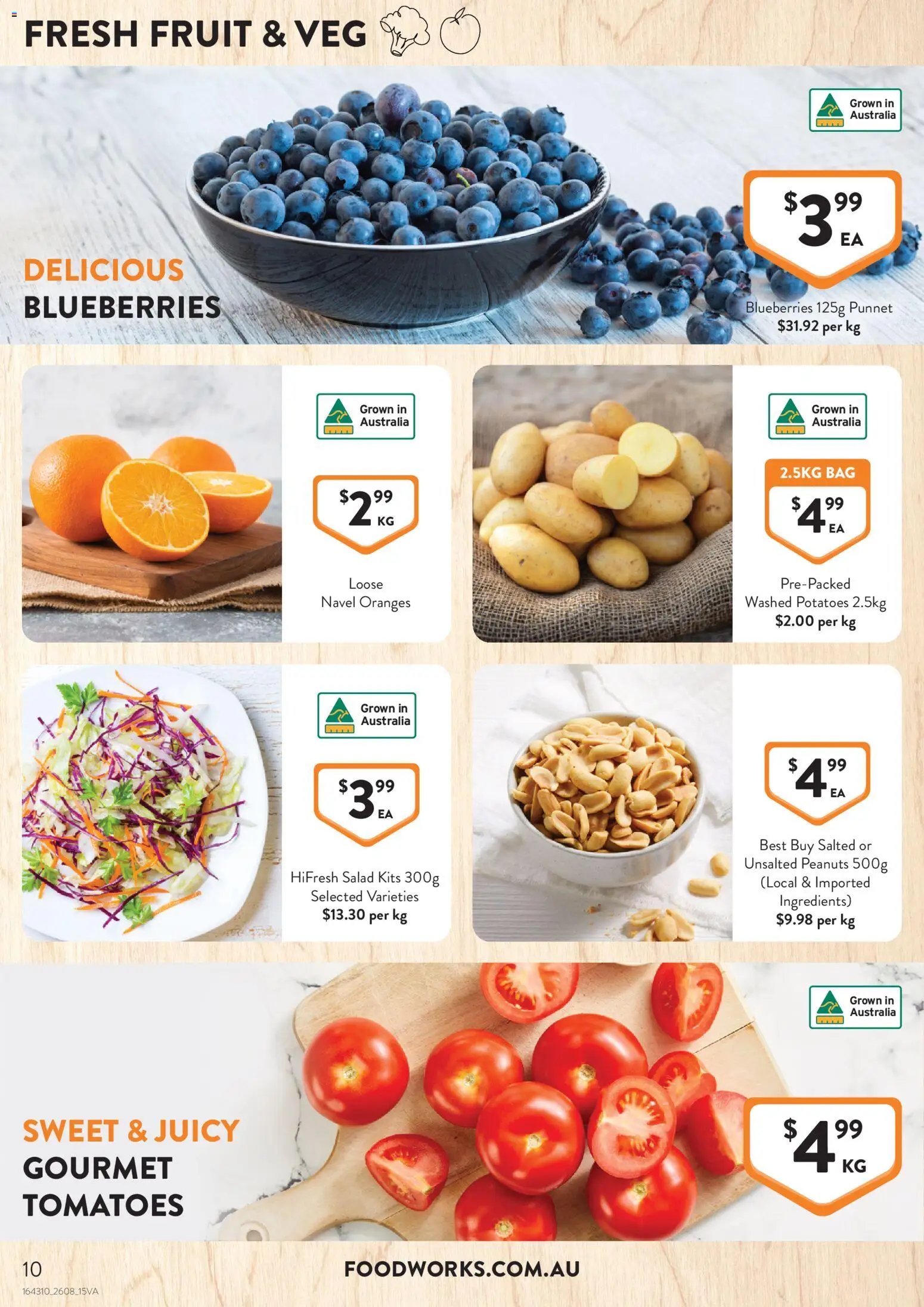 Foodworks catalogue - valid from 26/08/2026 | Page: 10 | Products: Oranges, Tomatoes, Peanuts, Fruit