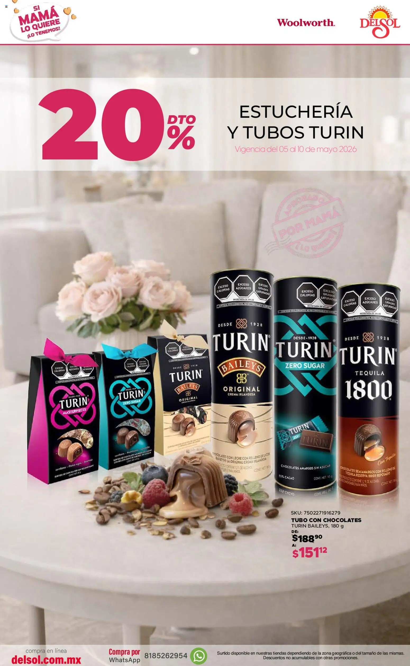 Nuevas ofertas de Del Sol y Woolworth válidas en toda la República Mexicana desde el 05.05.2026. ¡Encuentra las mejores ofertas en Del Sol y Woolworth catálogo! | Página: 13 | Productos: Azúcar, Leche, Tequila, Cacao