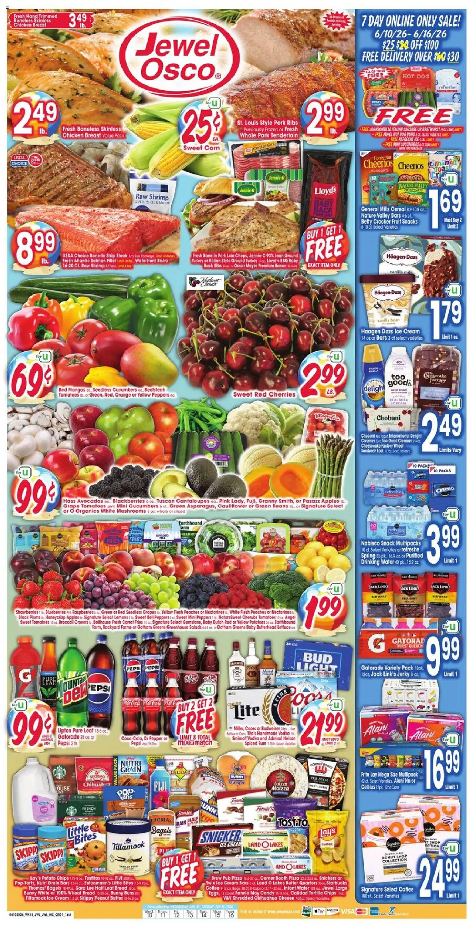 Jewel Osco Weekly Ad - IA - valid from 10.06.2026 | Page: 1 | Products: Milk, Tea, Sausage, Grapes