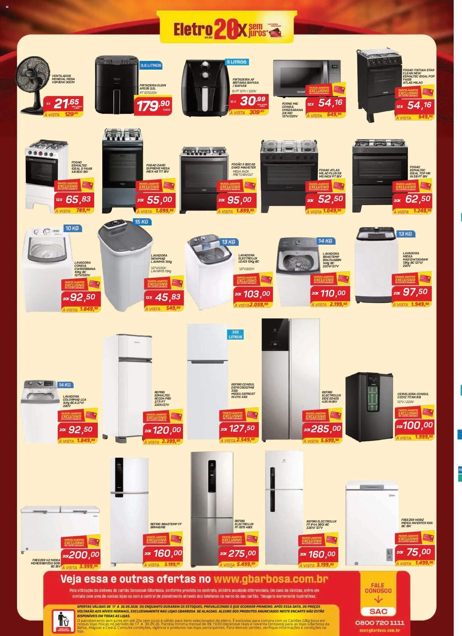 Gbarbosa Folheto - válido de 17/09/2026 | Página: 2 | Produtos: Forno, Ventilador, Mesa, Fogão 5 bocas