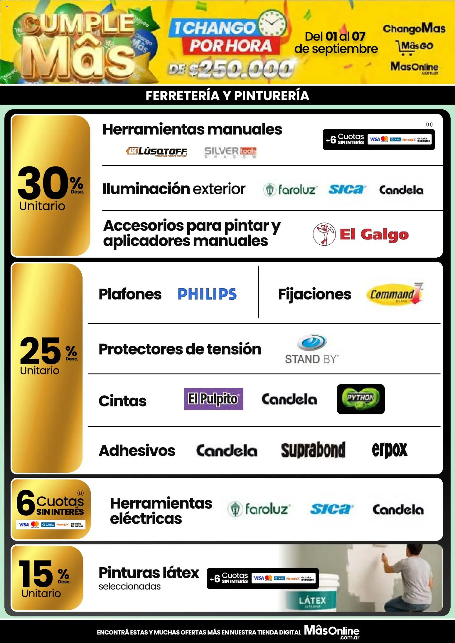 Changomas ofertas │ válido desde el 01/09/2026 | Página: 13 | Productos: Herramientas, Iluminación