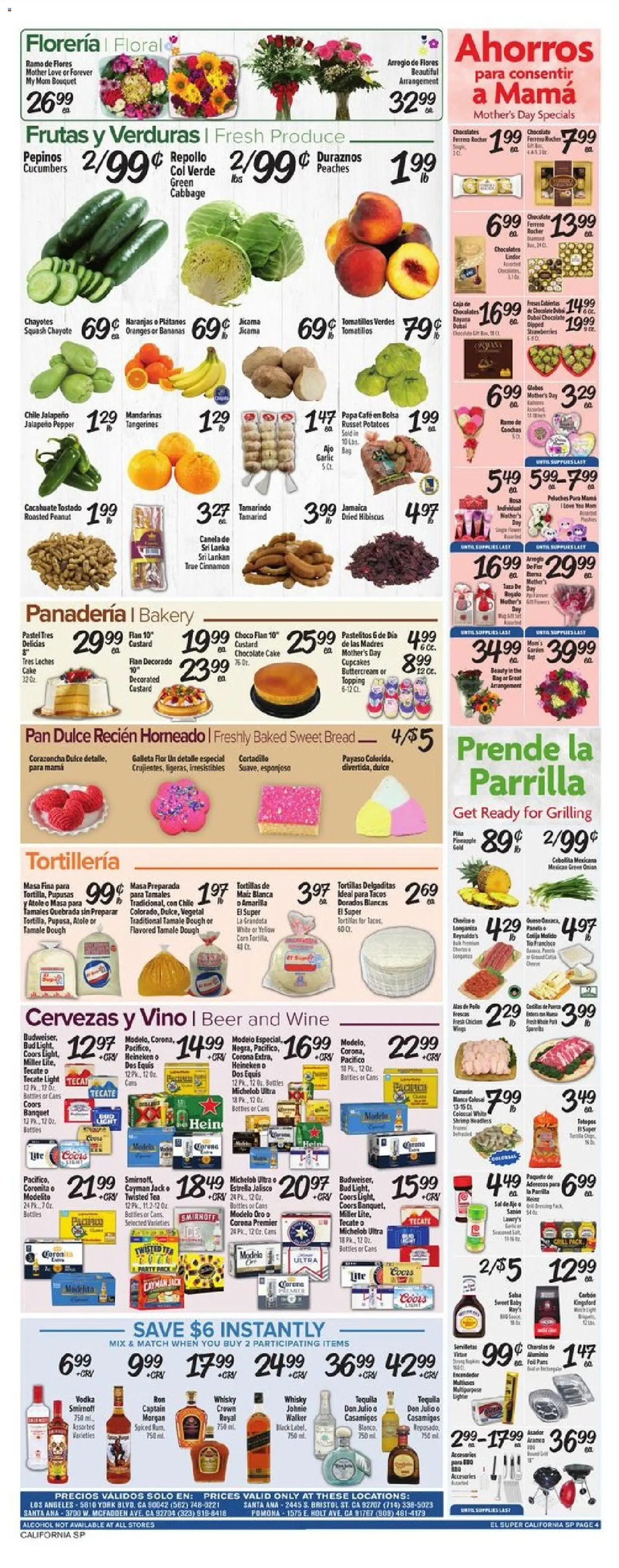 El Super Weekly Ad - CA - valid from 06.05.2026 | Page: 4 | Products: Bakery, Bananas, Pineapple, Potatoes