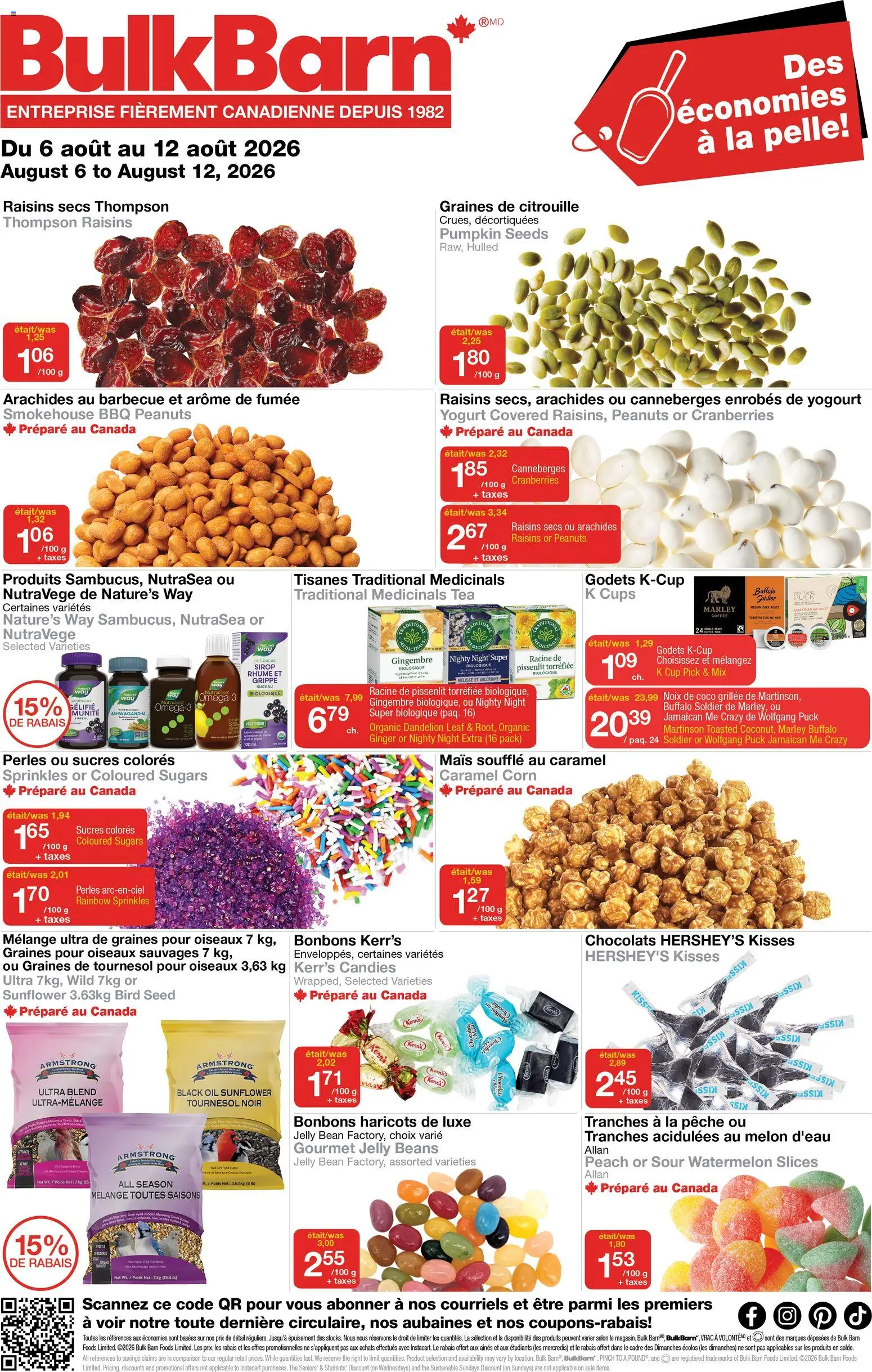 Bulk Barn flyer valid from Aug 6, 2026 | Page: 1 | Products: Candies, Ginger, Beans, Chocolate