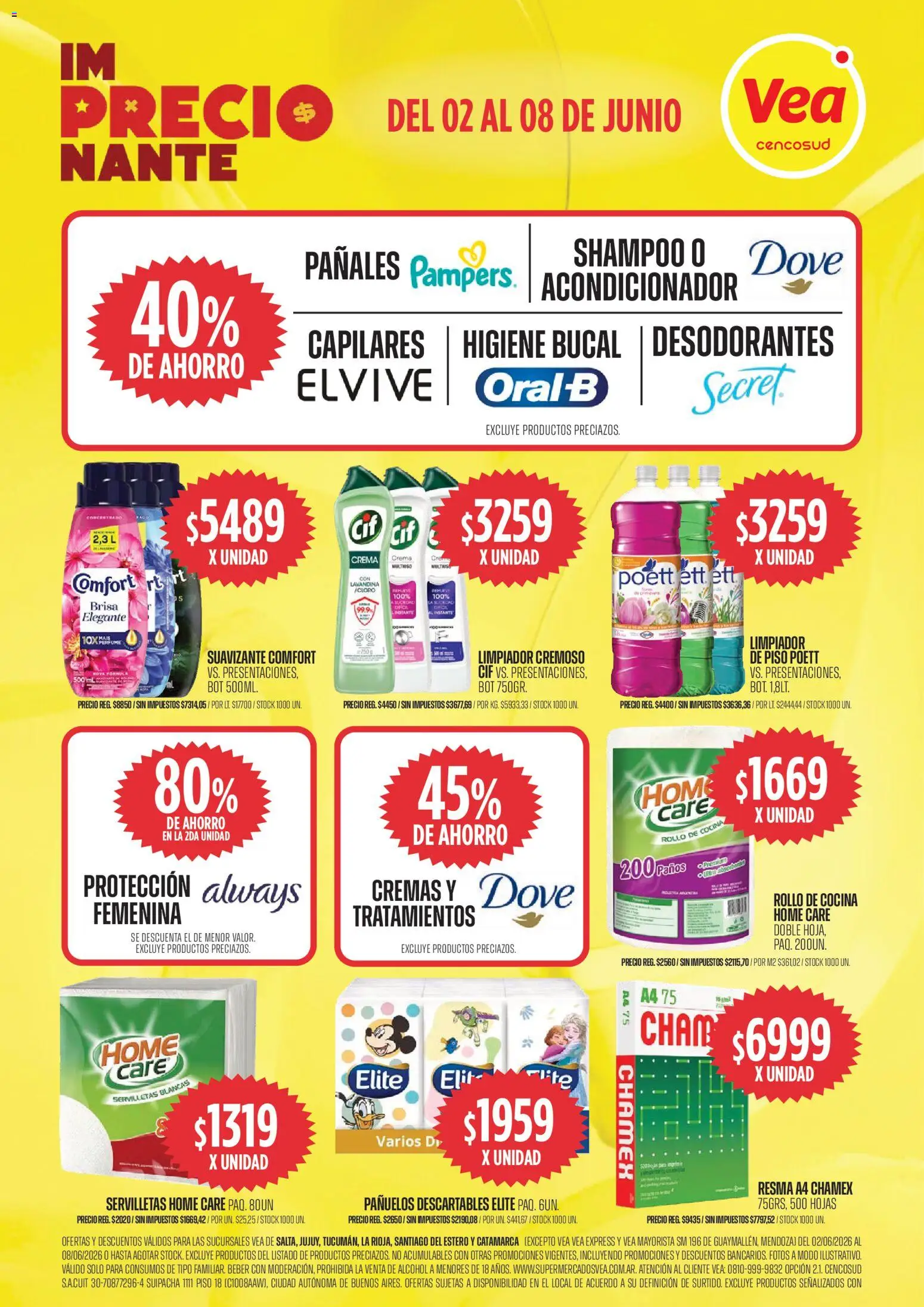 Vea - Oferta imPRECIOnante │ válido desde el 02.06.2026 | Página: 9 | Productos: Servilletas, Shampoo, Acondicionador, Suavizante