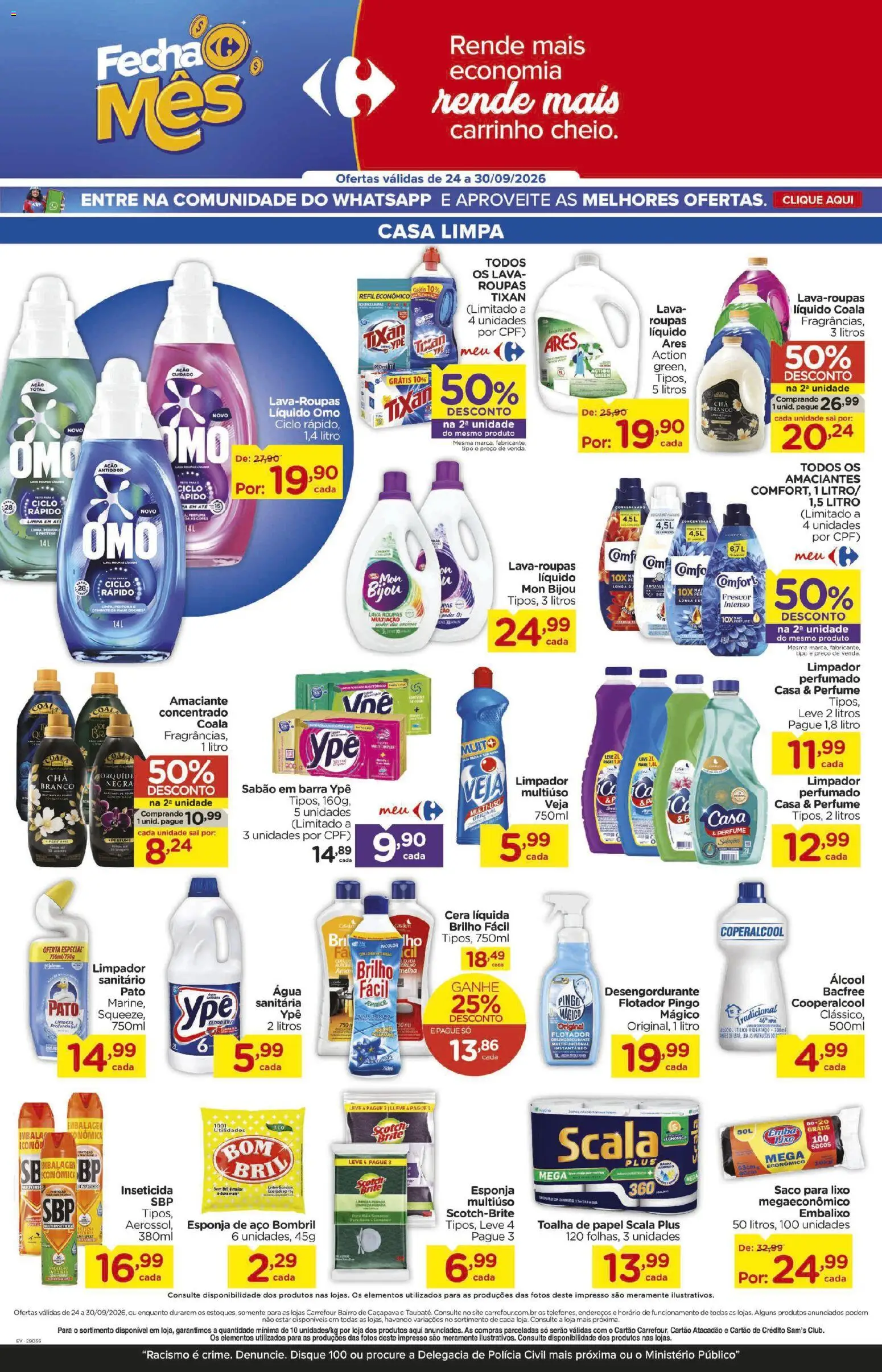 Carrefour Bairro Folheto - válido de 24/09/2026 | Página: 7 | Produtos: Sabão em barra, Desengordurante, Sal, Inseticida
