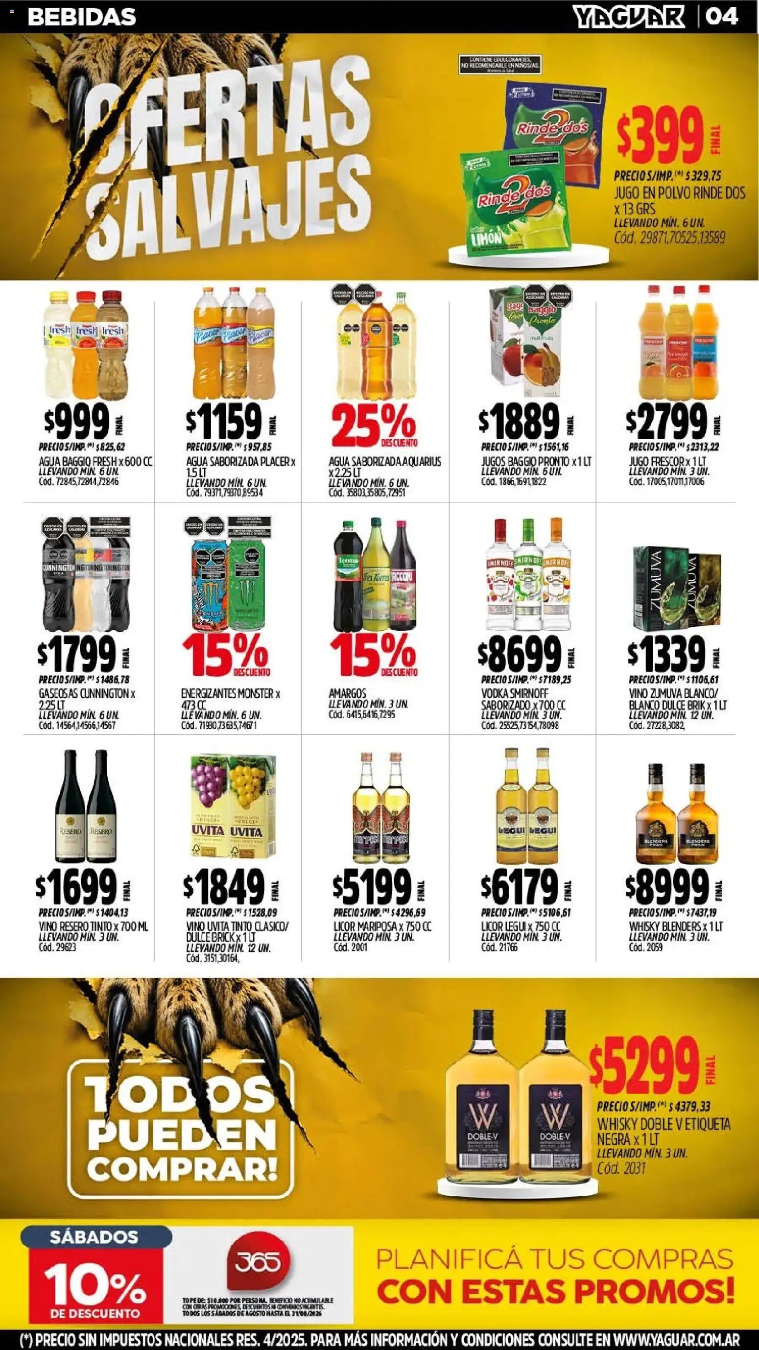 Yaguar - Oferta Semanal Santa Fé │ válido desde el 03/08/2026 | Página: 5 | Productos: Vodka, Whisky, Jugo, Vino