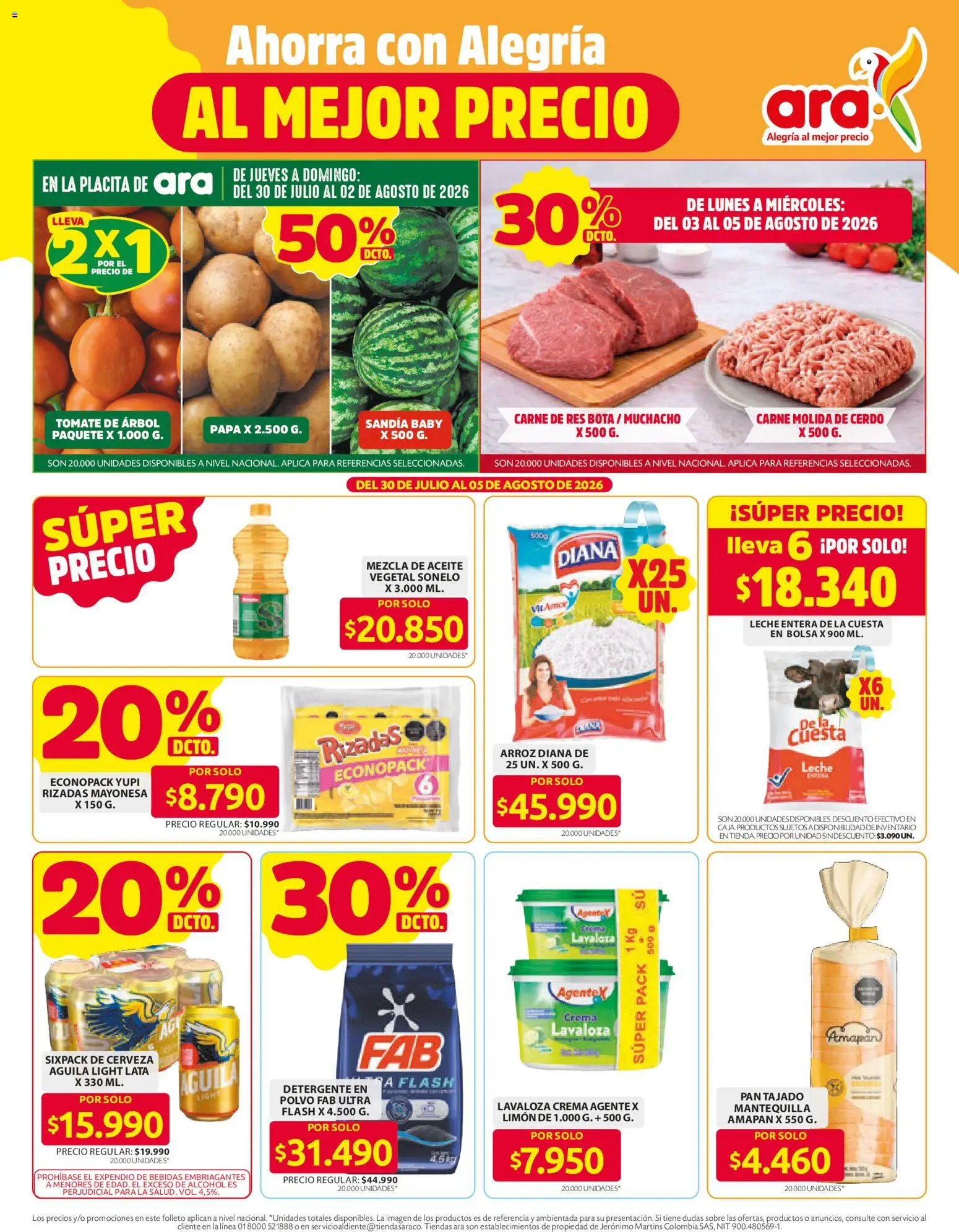 Ara revista - valida desde el 30/07/2026 | Página: 1 | Productos: Cerdo, Detergente, Leche, Pan