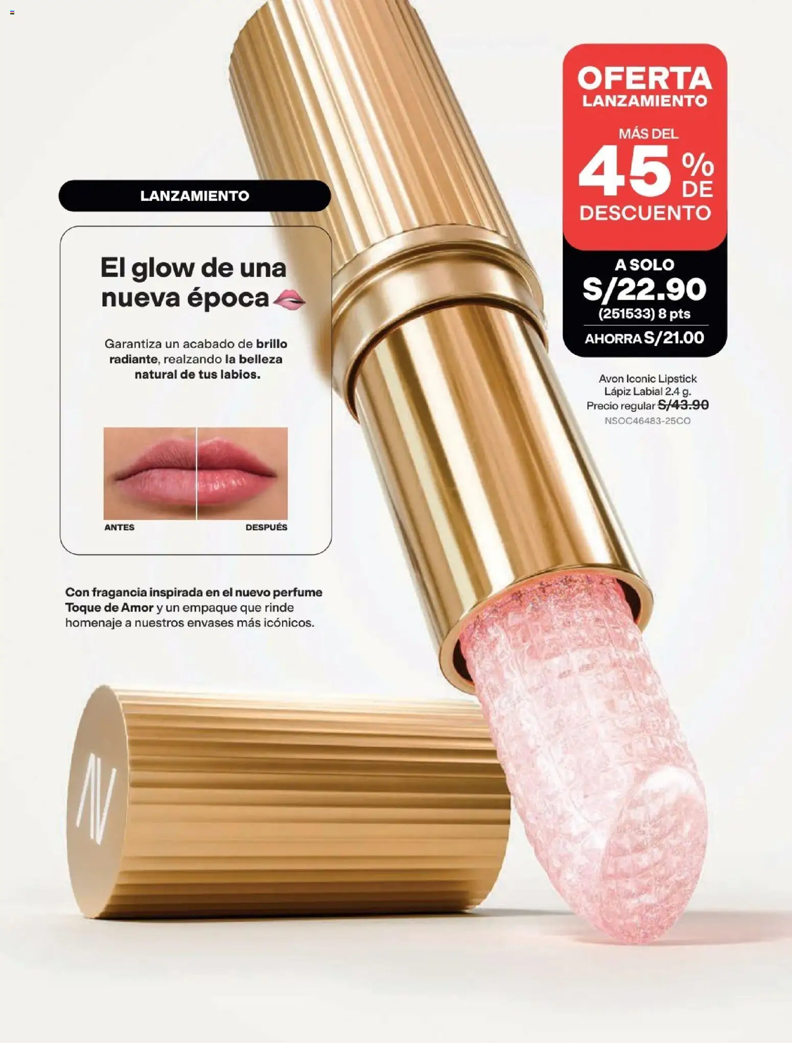 Catálogo Avon válido desde 22/07/2026 | Página: 14 | Productos: Lápiz labial, Empaque, Perfume, Fragancia