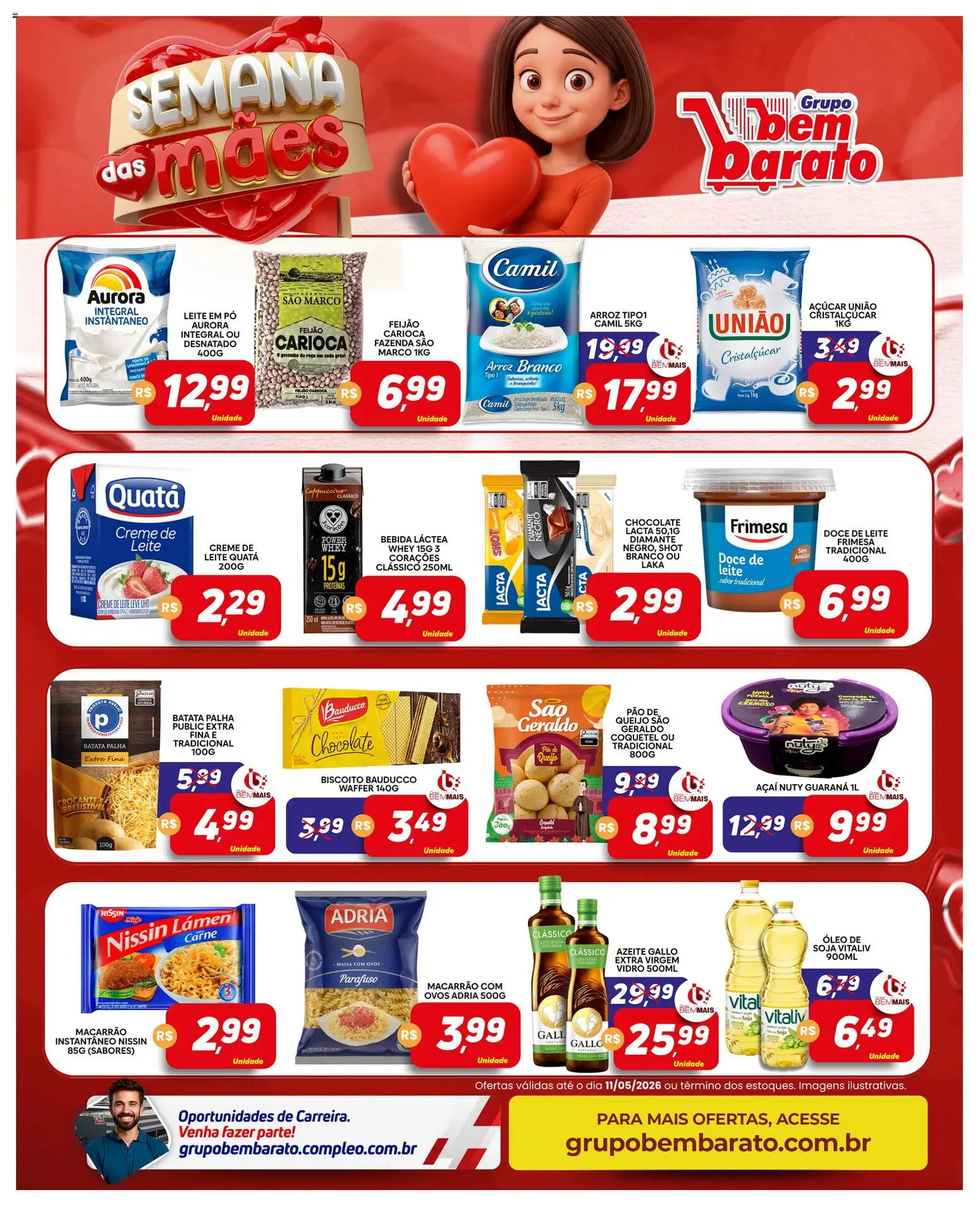 Supermercado Bem Barato Folheto - válido de 05.05.2026 | Página: 3 | Produtos: Biscoito, Creme, Azeite, Leite em pó
