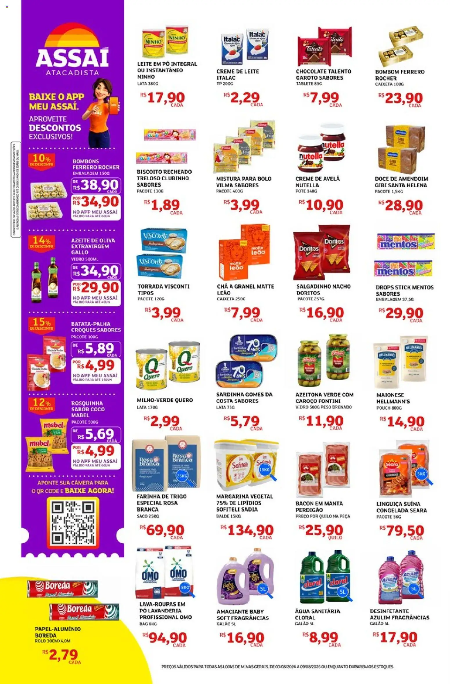 Assaí Atacadista Folheto - válido de 03/08/2026 | Página: 2 | Produtos: Coco, Amendoim, Sardinha, Margarina