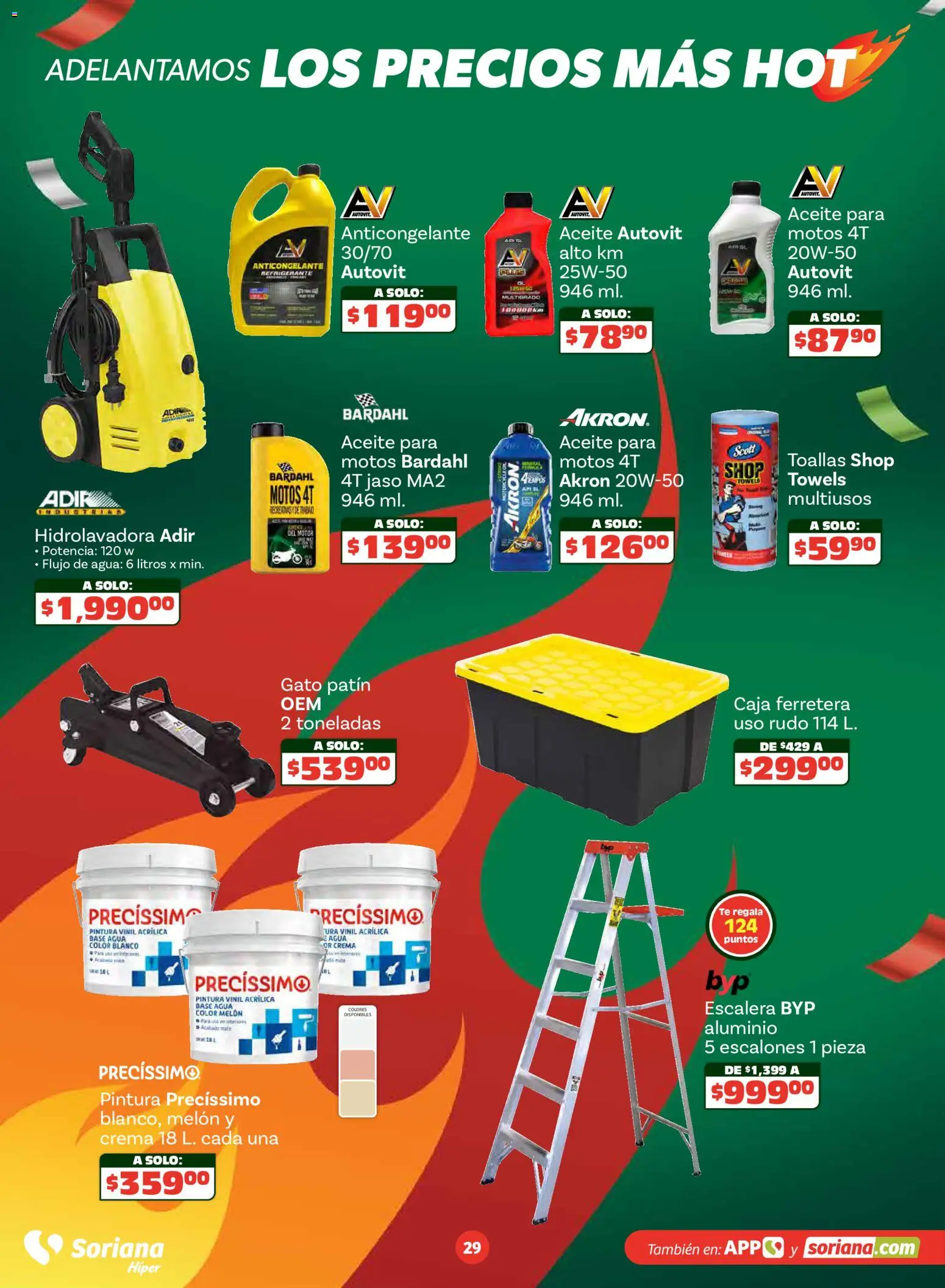 Nuevas ofertas de Soriana válidas en toda la República Mexicana desde el 14.05.2026. ¡Encuentra las mejores ofertas en Soriana Adelantamos los precios más hot Híper Nacional! | Página: 29 | Productos: Agua, Aceite, Hidrolavadora, Escalera