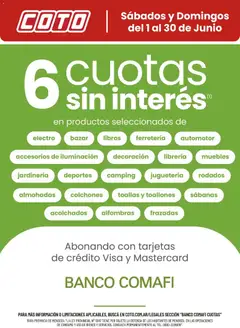 Vista previa Coto - Banco Comafi Junio válido desde el 01.06.2026 | Página: 1 | Productos: Sabanas, Toallas
