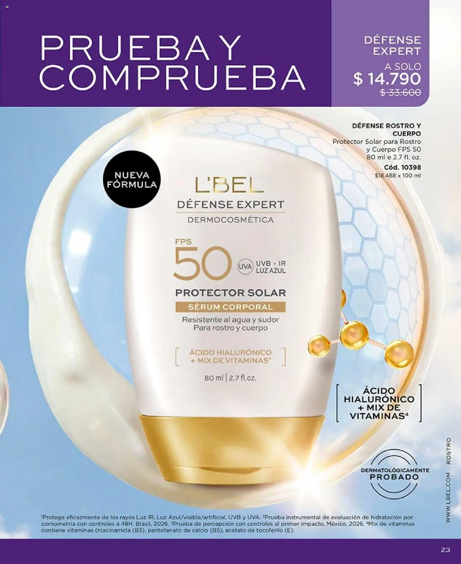 Catálogo L'Bel Campaña 15 │ válido desde el 06.09.2026 | Página: 23 | Productos: Agua, Vitaminas, Protector solar, Serum