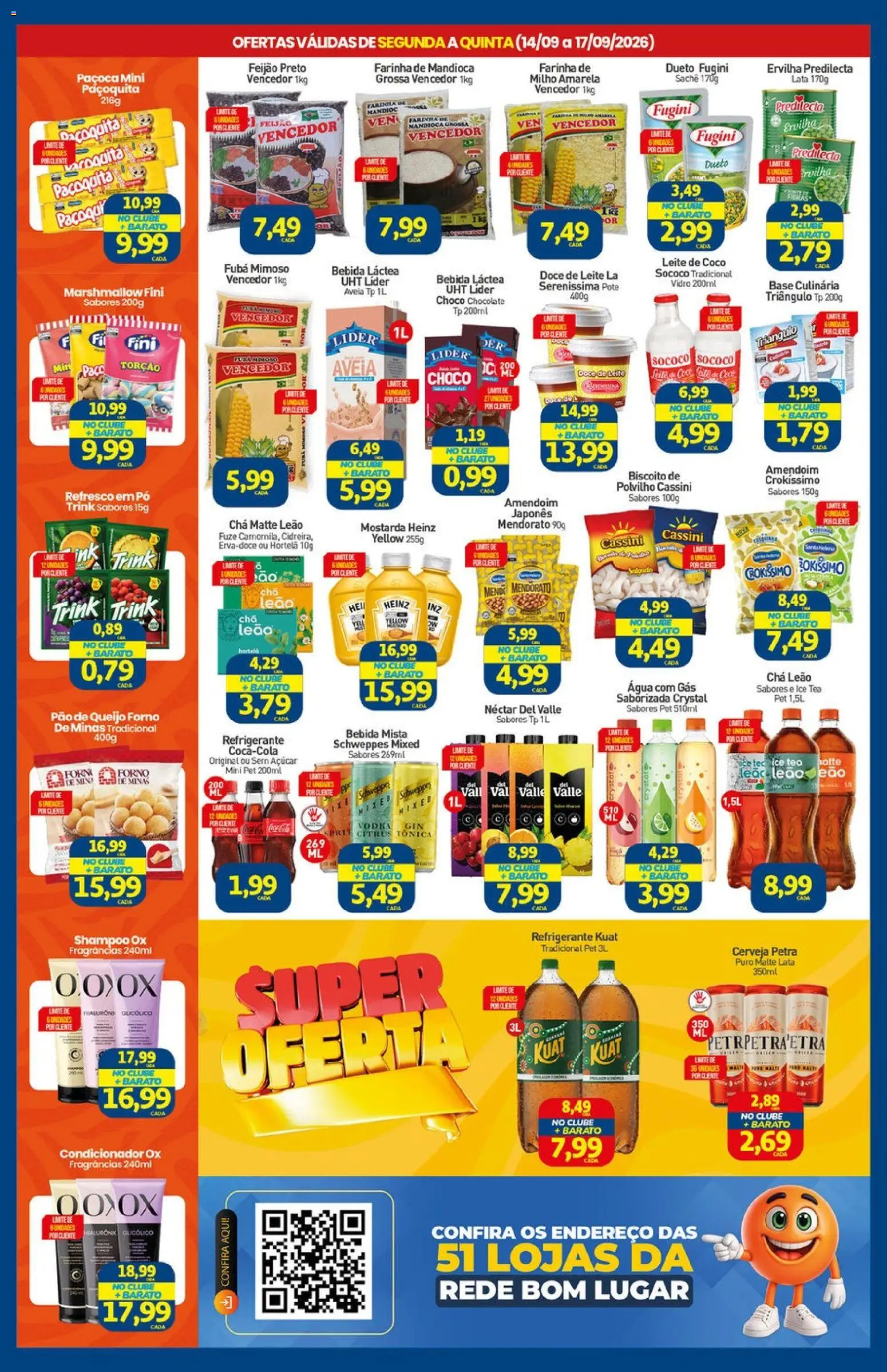 Rede Bom Lugar Folheto - válido de 14/09/2026 | Página: 2 | Produtos: Farinha, Ice tea, Leite de coco, Pão de queijo