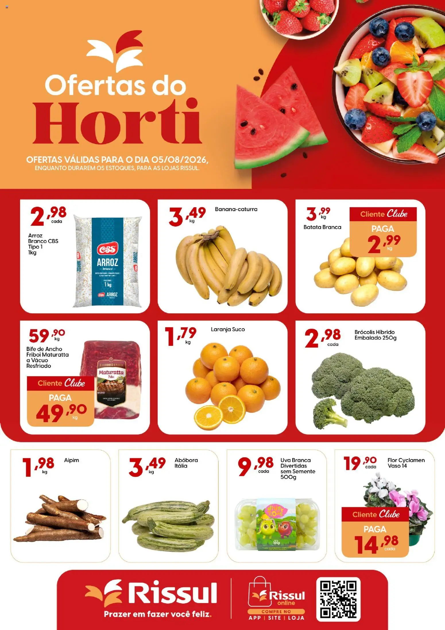 Rissul Folheto - válido de 05/08/2026 | Página: 1 | Produtos: Abóbora, Vaso, Brócolis, Batata