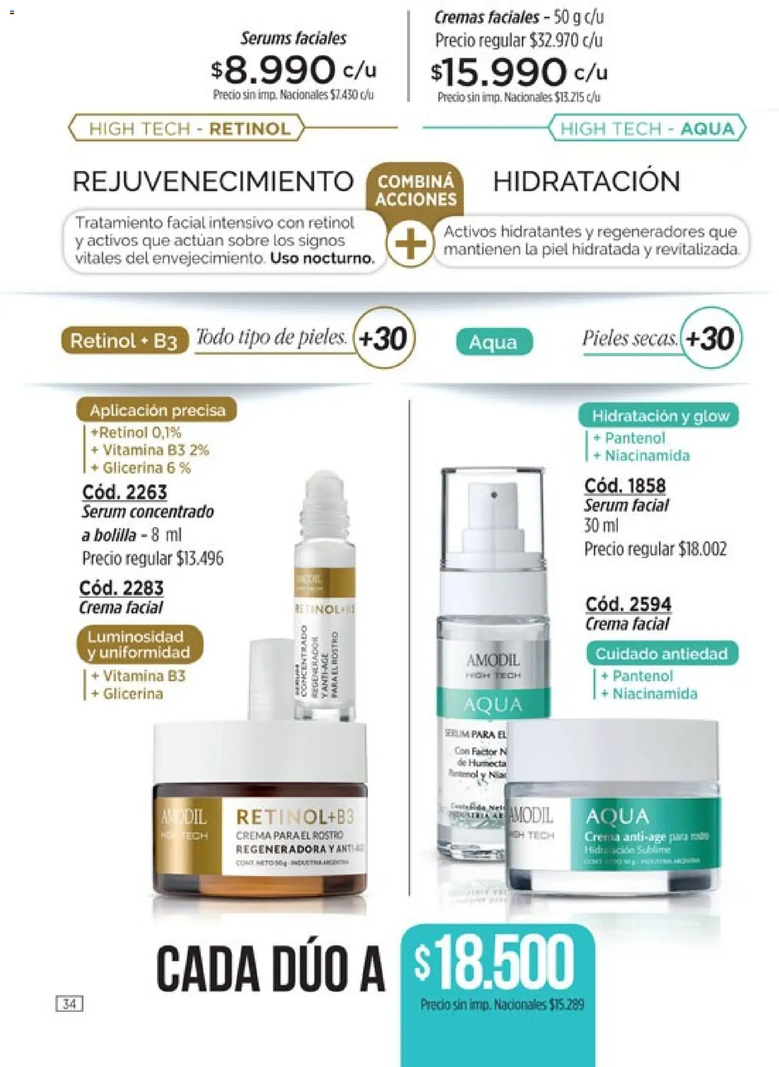 Catálogo Amodil Campaña 14 │ válido desde el 07/08/2026 | Página: 34 | Productos: Sobre, Crema facial, Serum, Crema