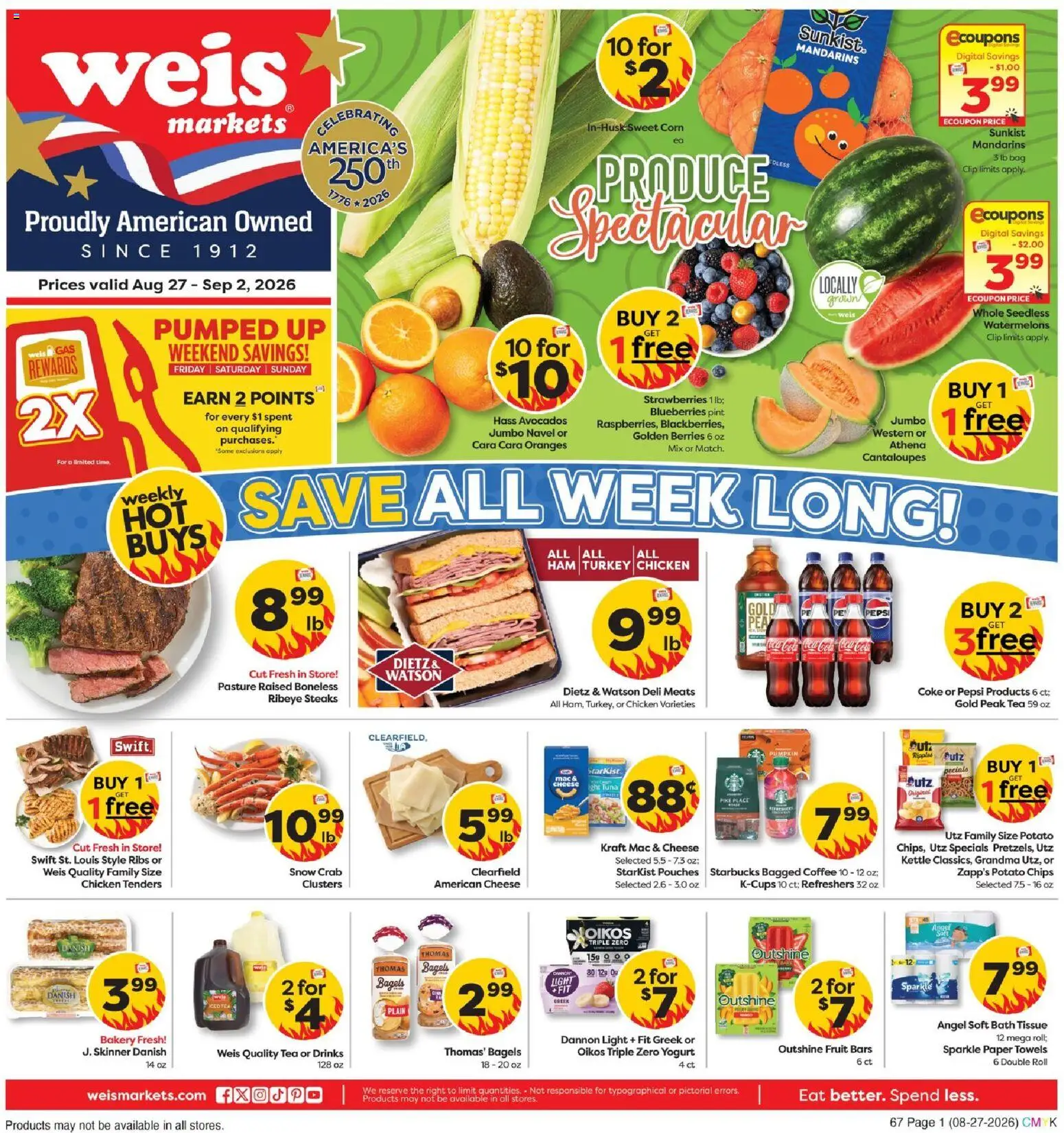 Weis Weekly Circular - MD - valid from 08/27/2026 | Page: 1 | Products: Cantaloupes, Turkey, Oranges, Tea