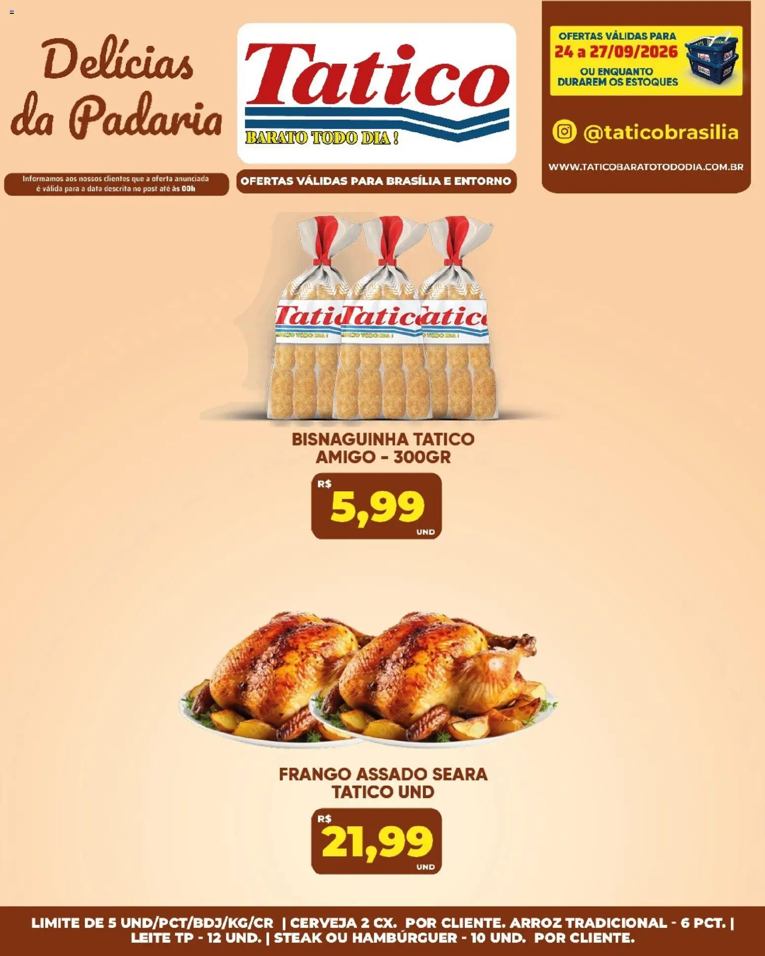 Tatico Folheto - válido de 25/09/2026 | Página: 21 | Produtos: Steak, Leite, Cerveja, Frango