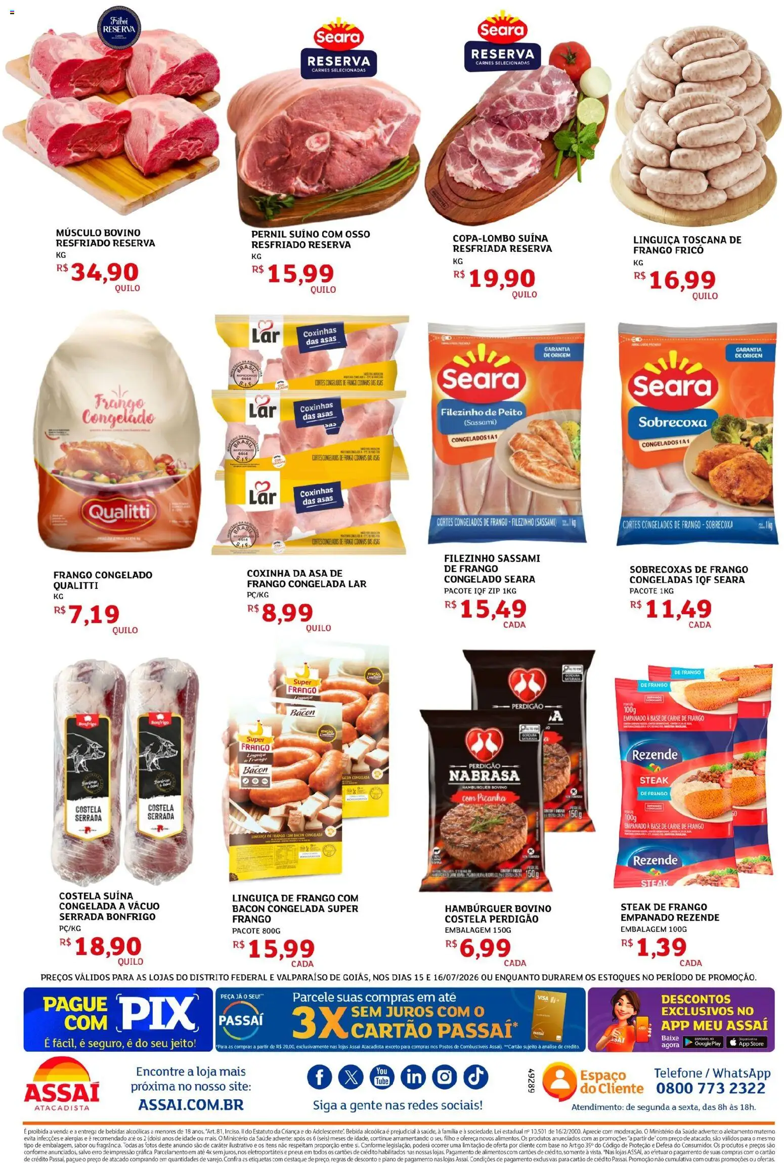 Assaí Atacadista Folheto - válido de 15/07/2026 | Página: 2 | Produtos: Base, Carne, Telefone, Frango
