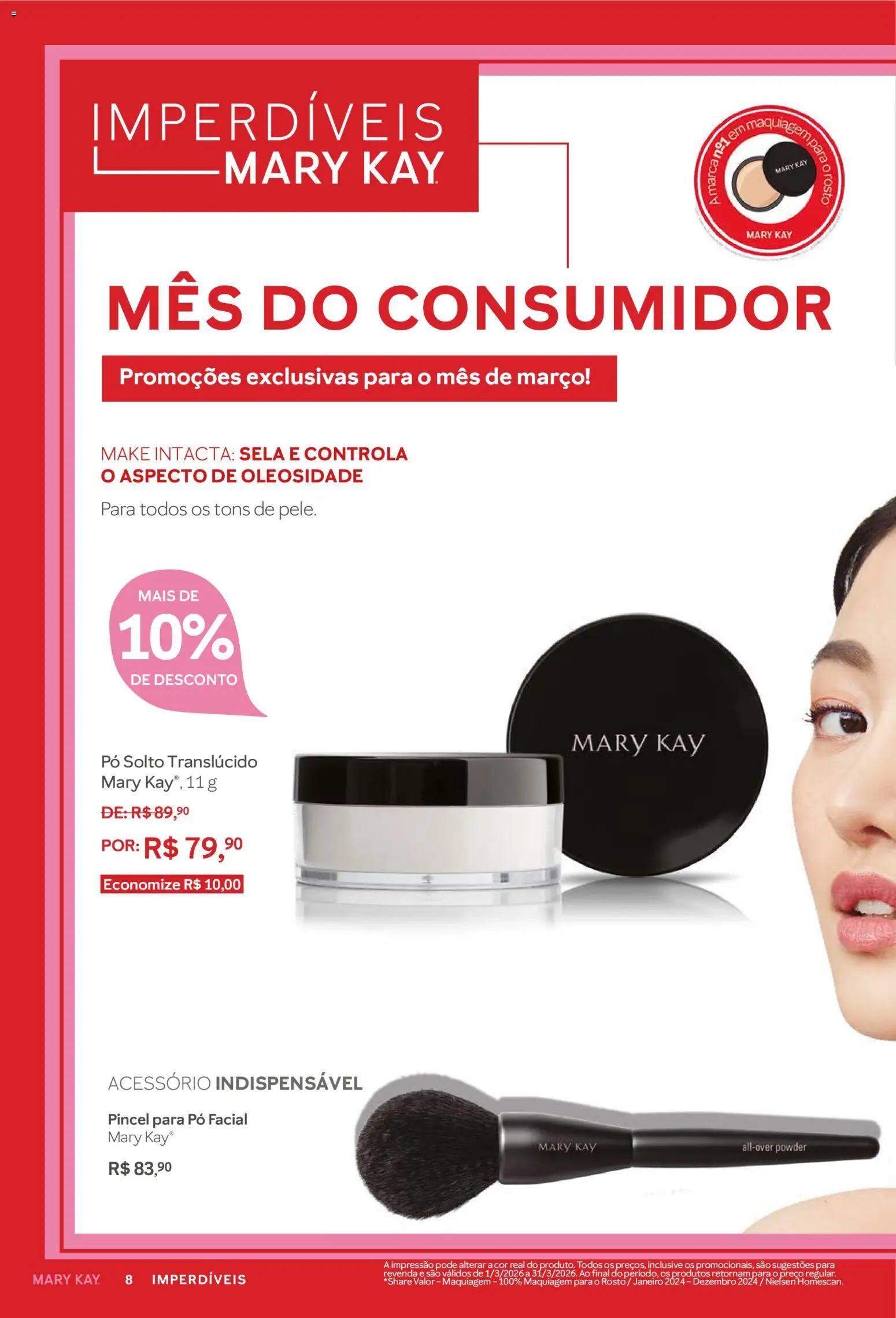 Mary Kay Folheto - válido de 01/03/2026 | Página: 8 | Produtos: Maquiagem, Pó, Pincel