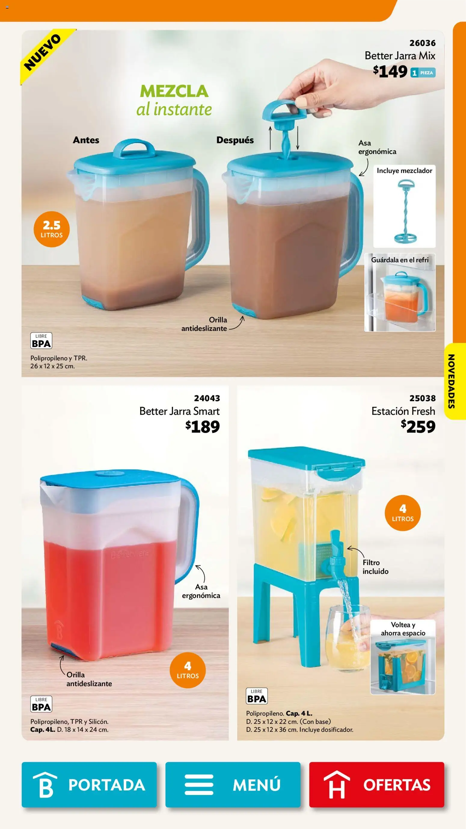 Nuevas ofertas de Betterware válidas en toda la República Mexicana desde el 03/08/2026. ¡Encuentra las mejores ofertas en Betterware campaña 8 2026! | Página: 17 | Productos: Mezclador, Jarra